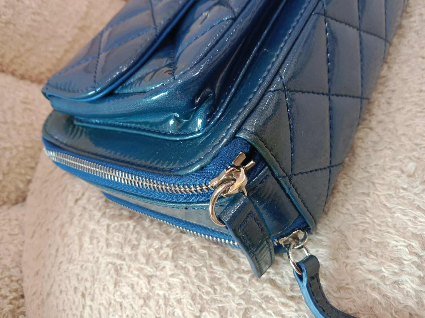 Chanel Blue Quilted Patent Leather Camera Bag Blue Series 20