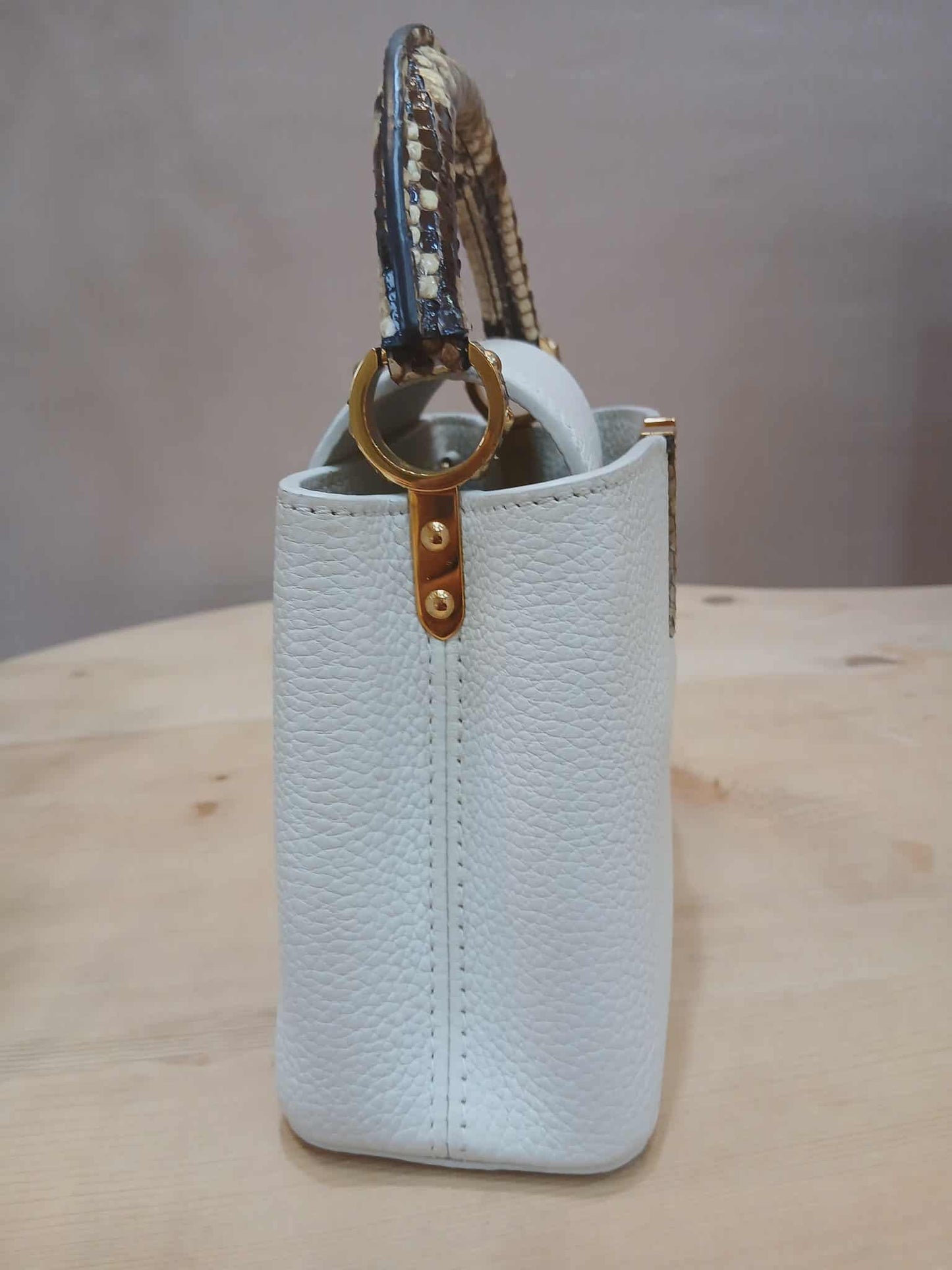 Louis Vuitton Mini Capucine Snakeskin Handle White