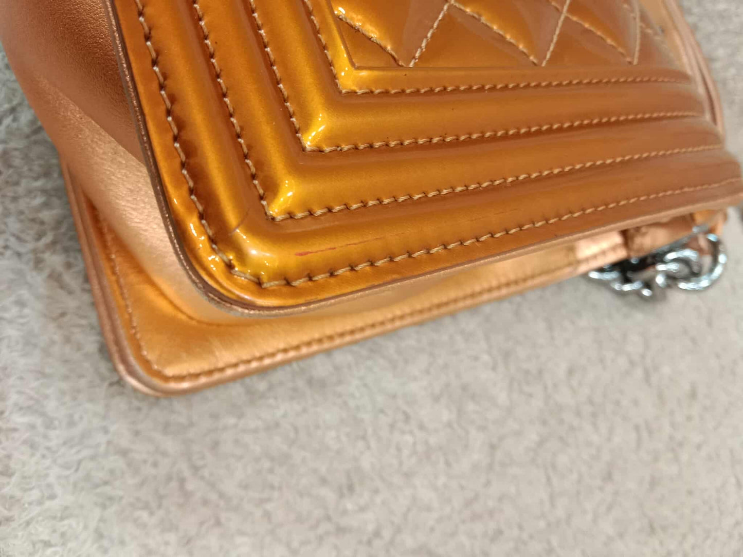 Chanel Quilted Patent Leboy Bronze Series 19