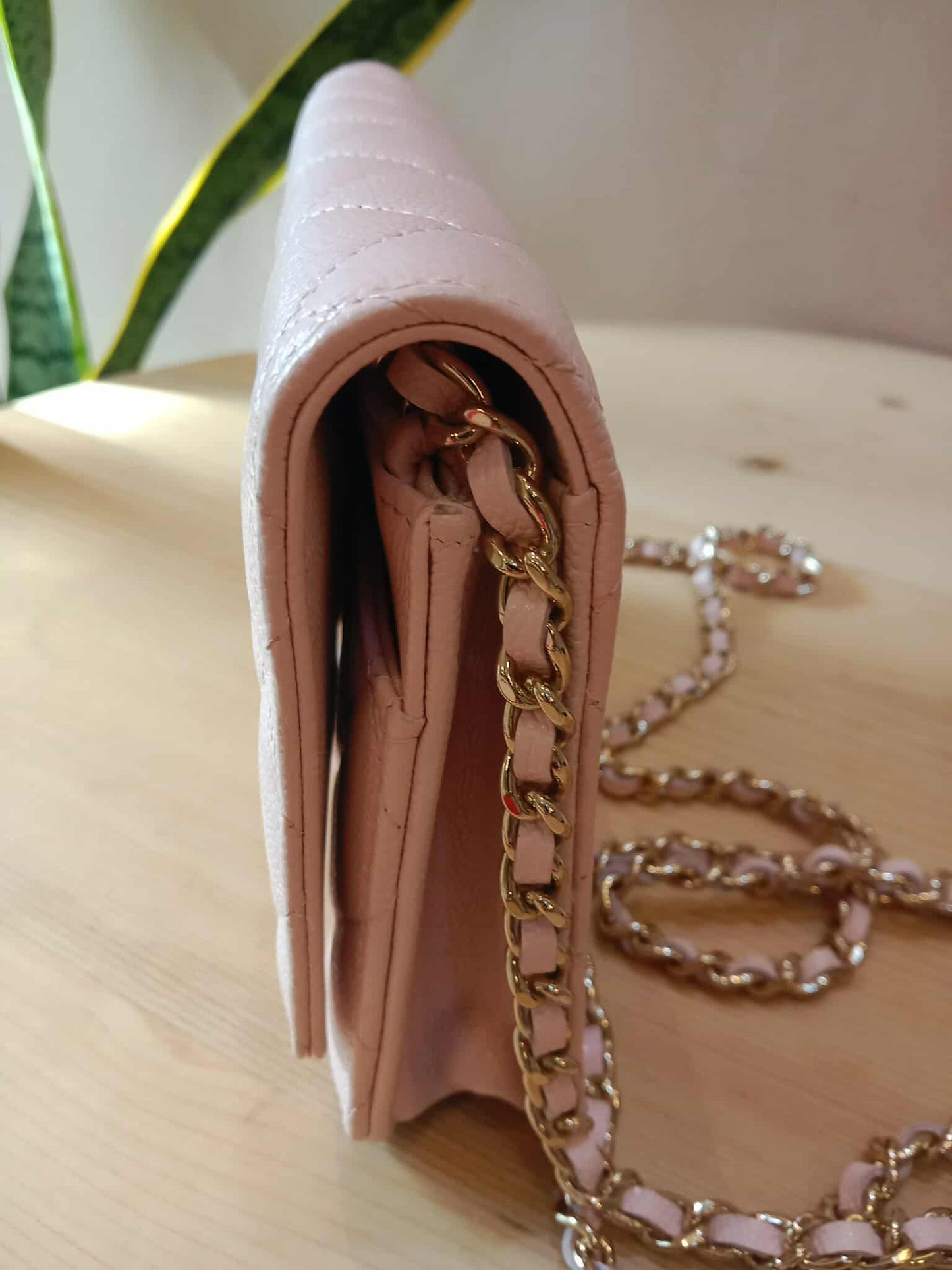 Chanel CC Wallet on Chain Light Pink Microchipped