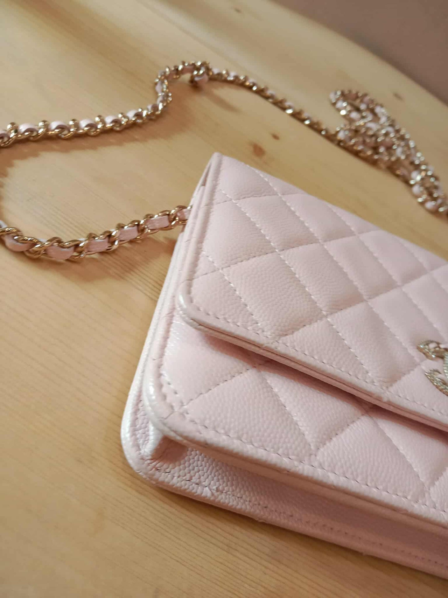 Chanel CC Wallet on Chain Light Pink Microchipped