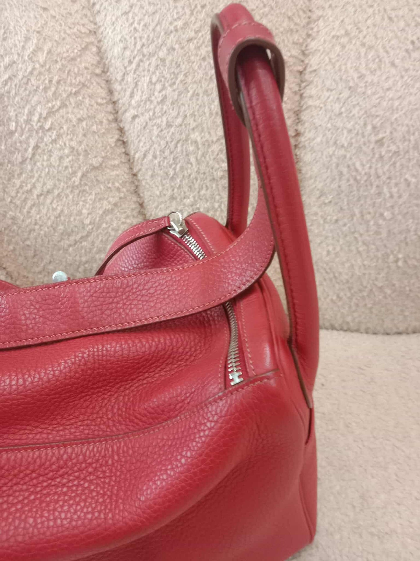 Hermes Lindy 30 Red Clemence Stamp Q Square 2013
