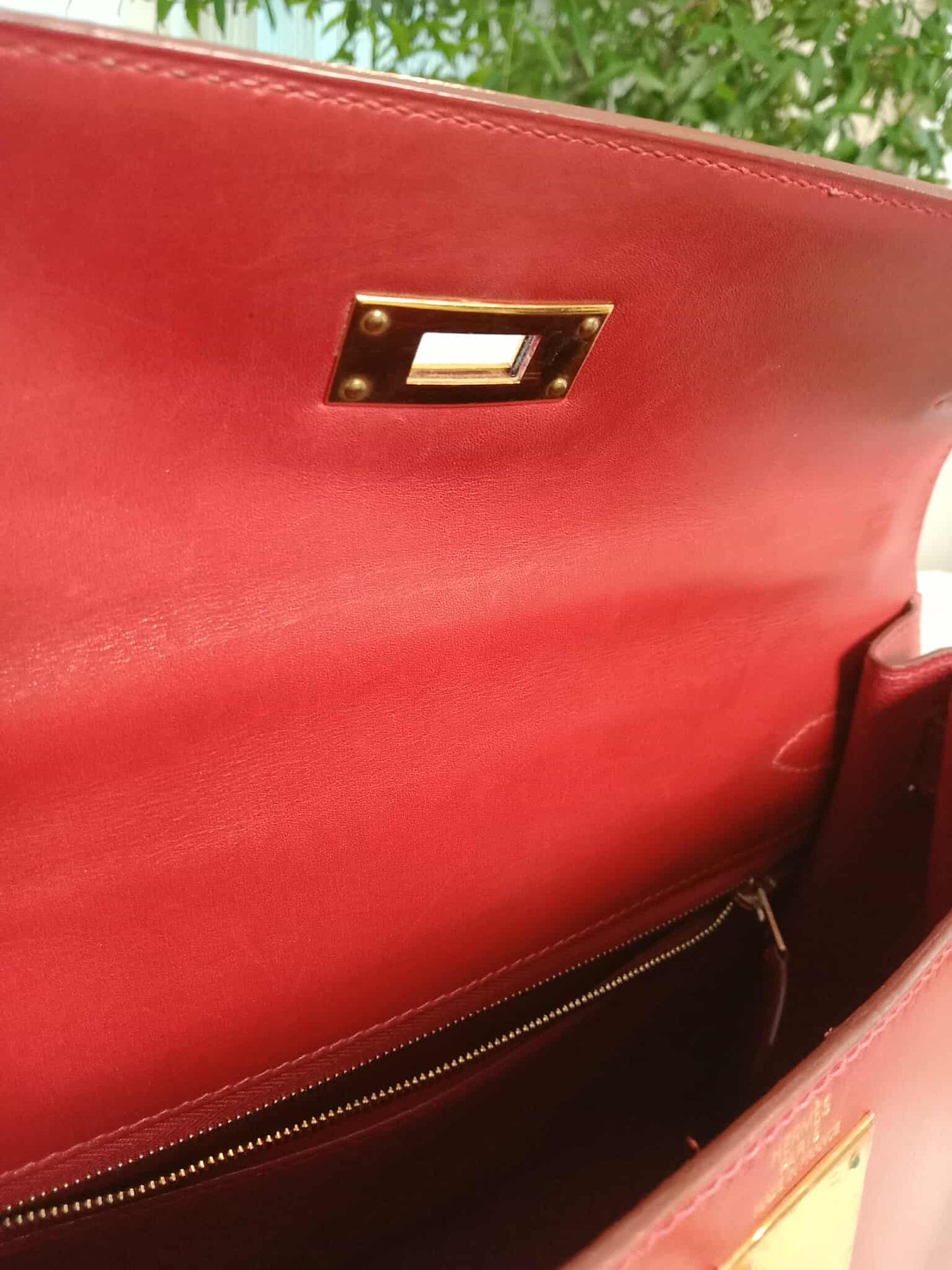 Hermes Kelly 28 Calfbox Leather Rouge VIF Stamp F Square 2002