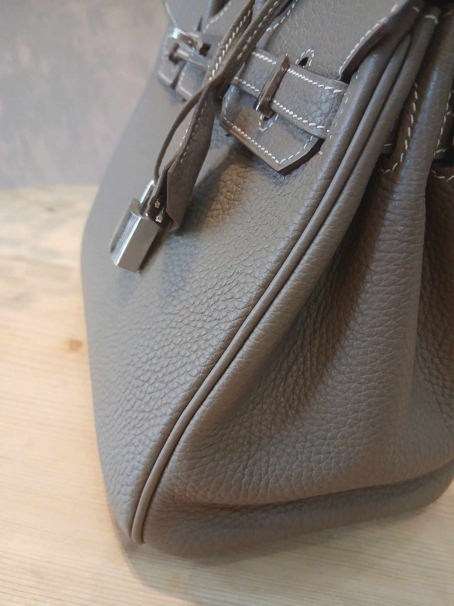Hermes Birkin 25 Etoupe Clemence Stamp A 2017