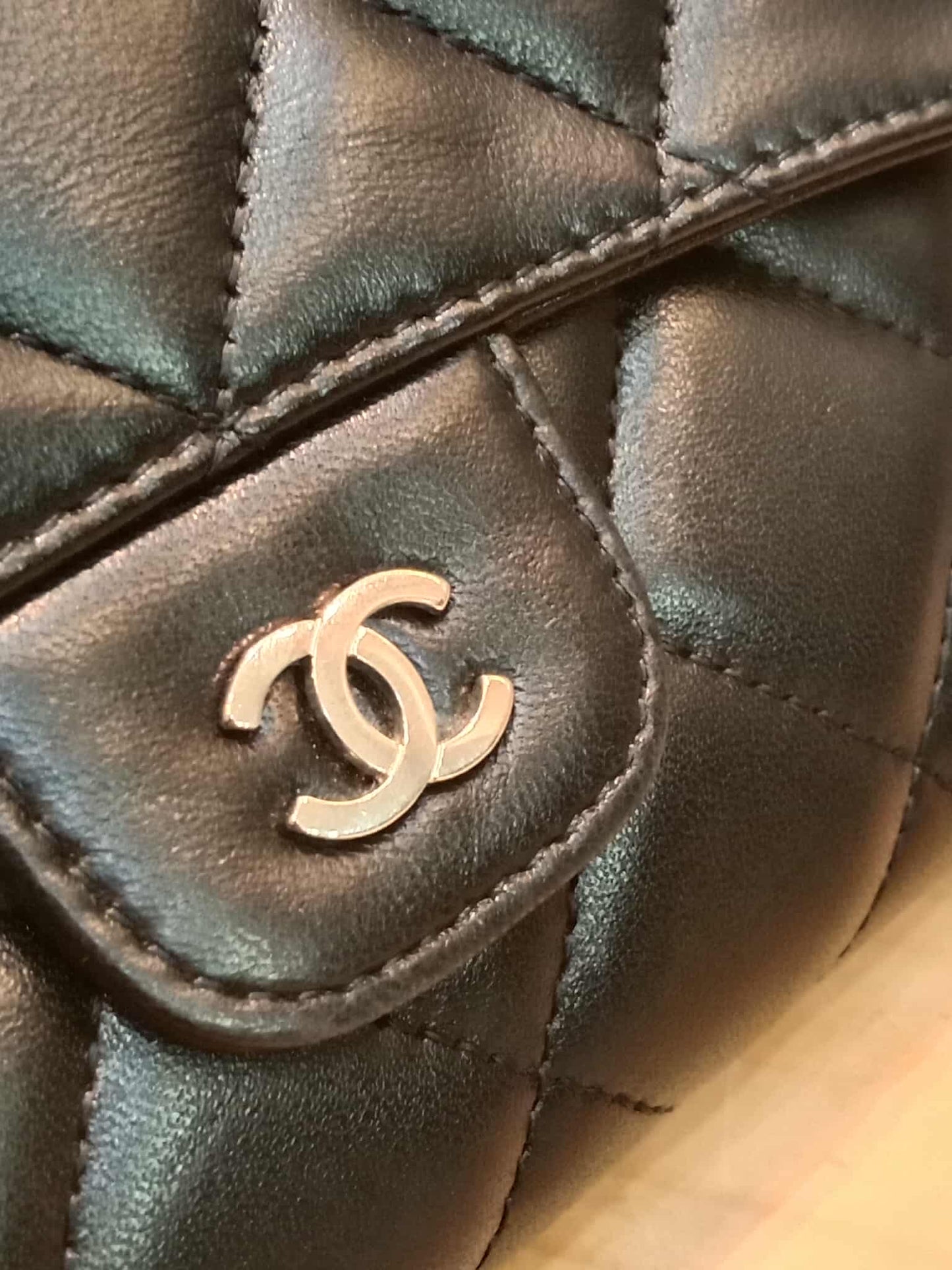 Chanel Black Lambskin Tri-Fold Long Wallet Series 13