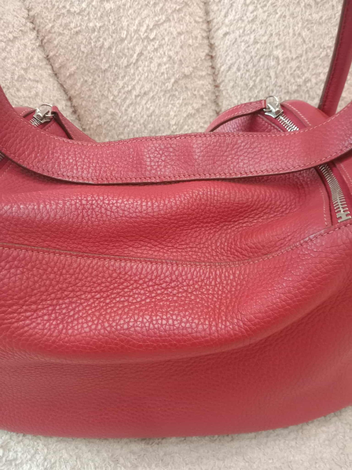 Hermes Lindy 30 Red Clemence Stamp Q Square 2013