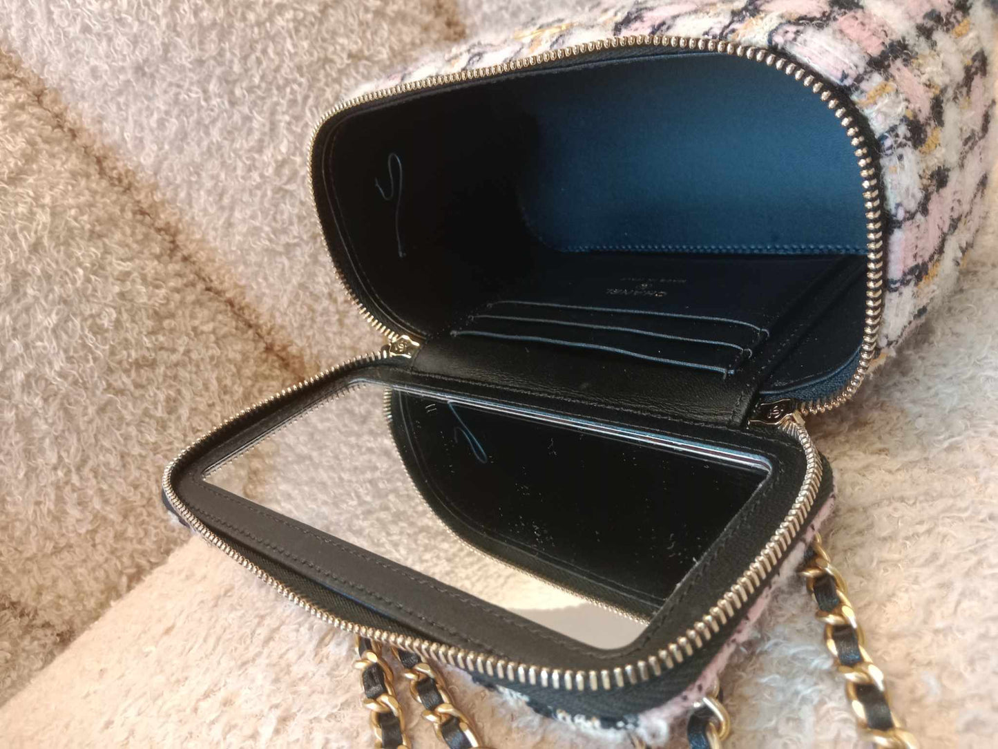 Chanel Tweed Pearlcrush Vanity Case Microchipped