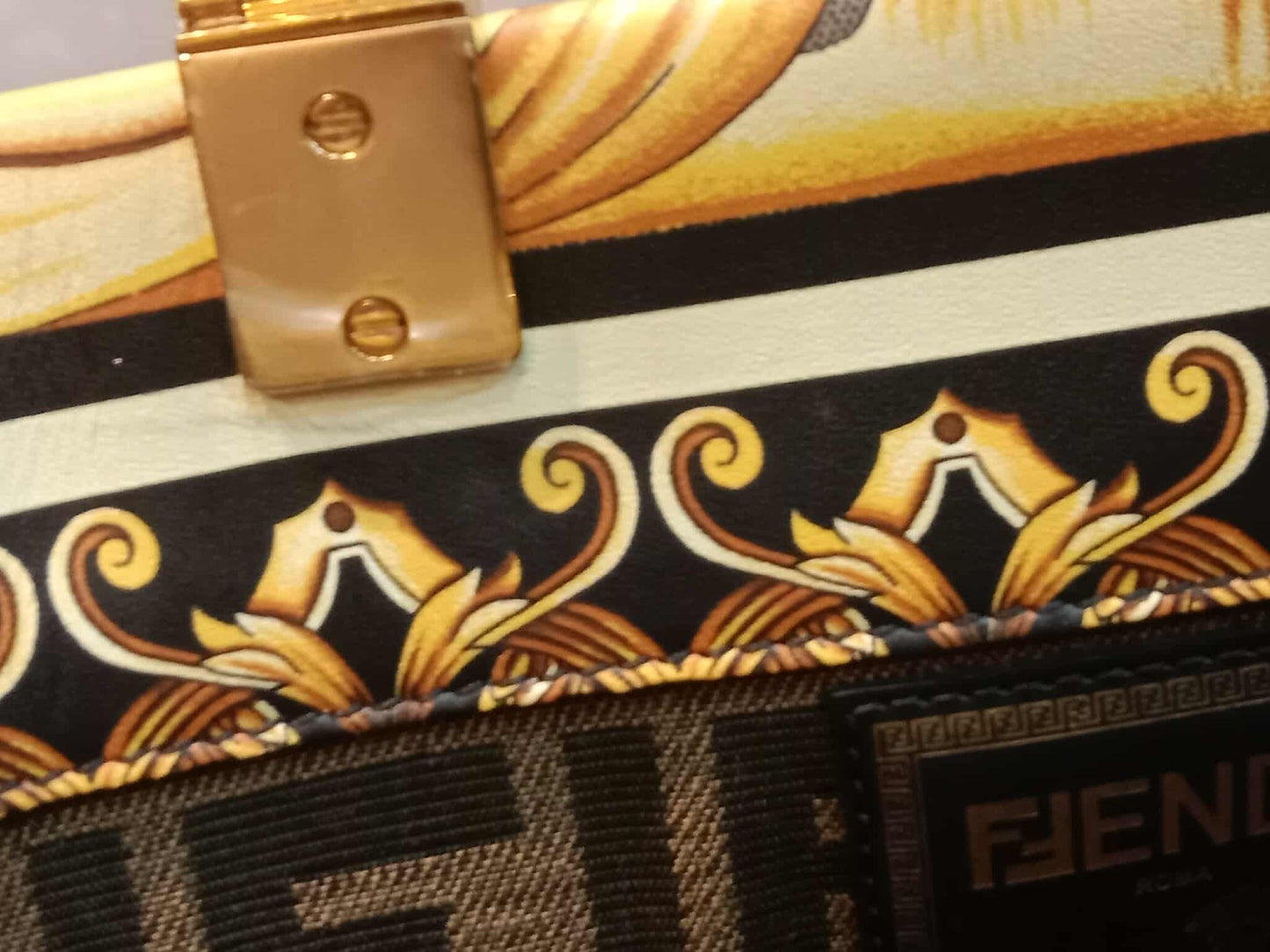Fendi x Versace Fendace Baroque Print Sunshine Shopper Tote Satchel