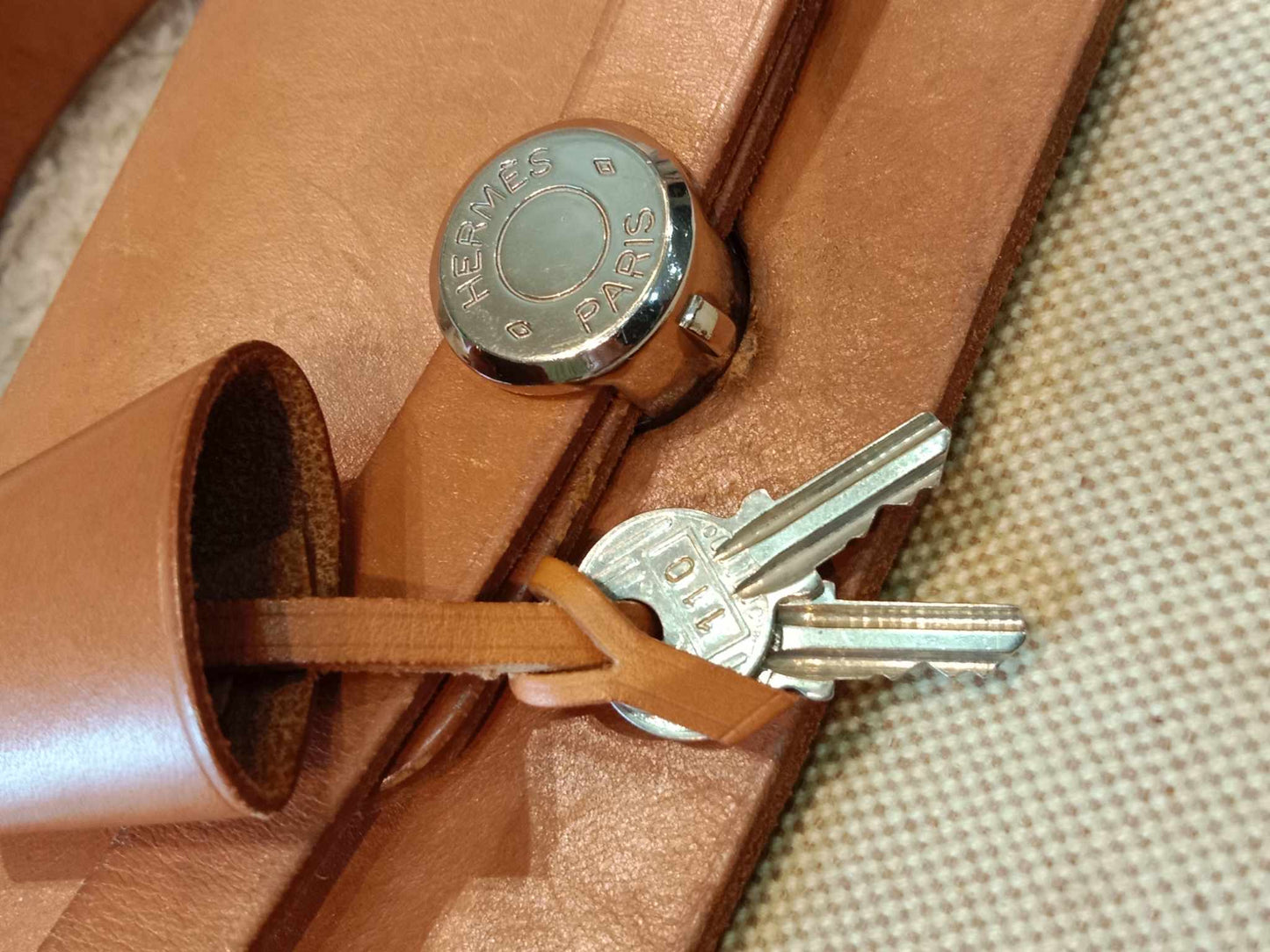 Hermes Herbag Canvas Beige/Brown Stamp B Square 1998