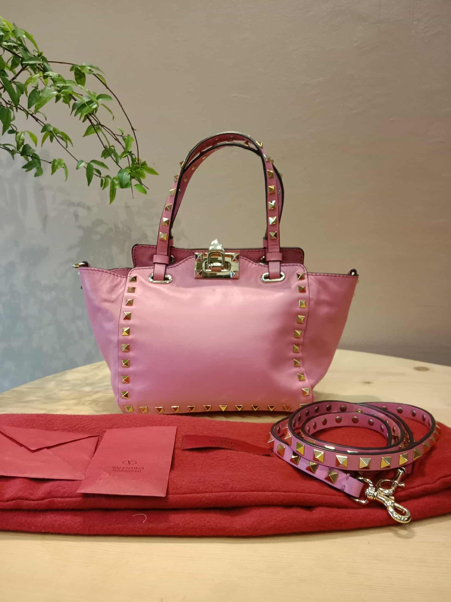 Valentino Rockstud Tote Bag Pink Mini