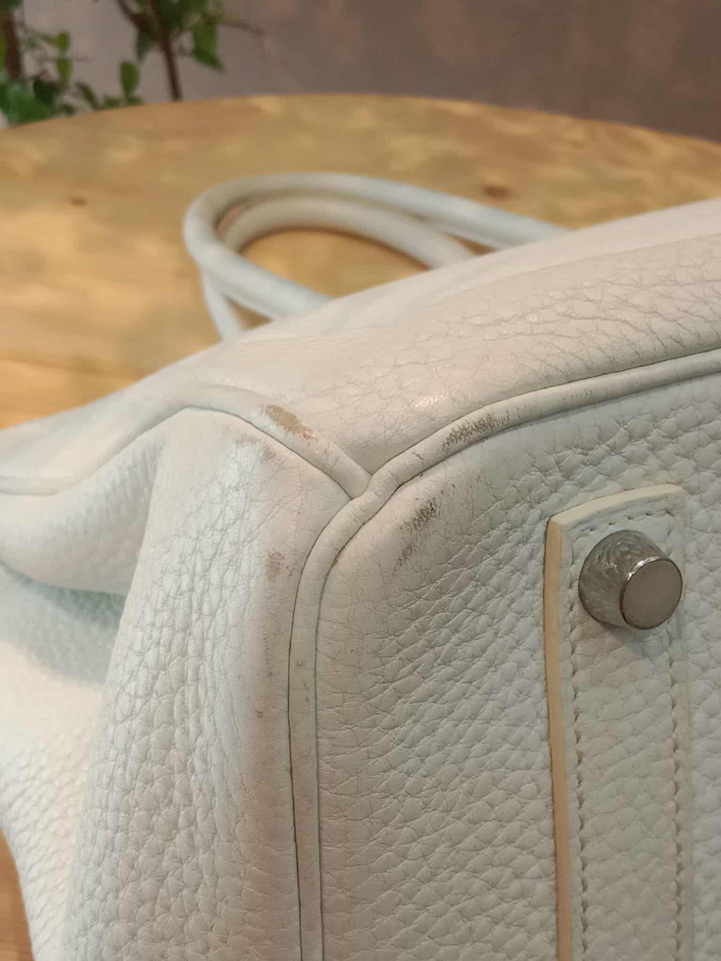 Hermes Birkin 35 White Clemence Stamp N Square 2010