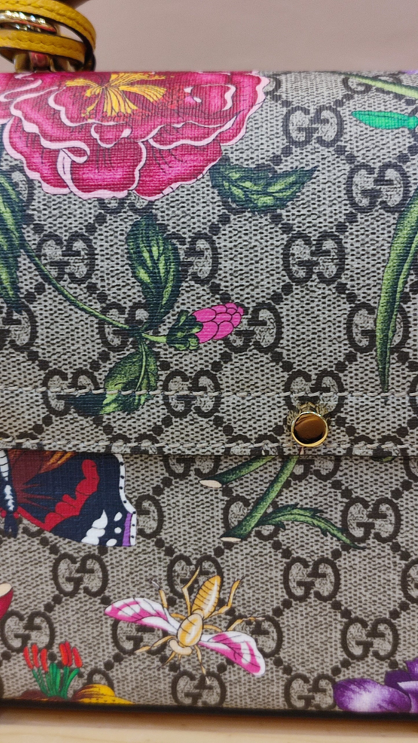 Gucci GG Floral Bamboo Bag Yellow