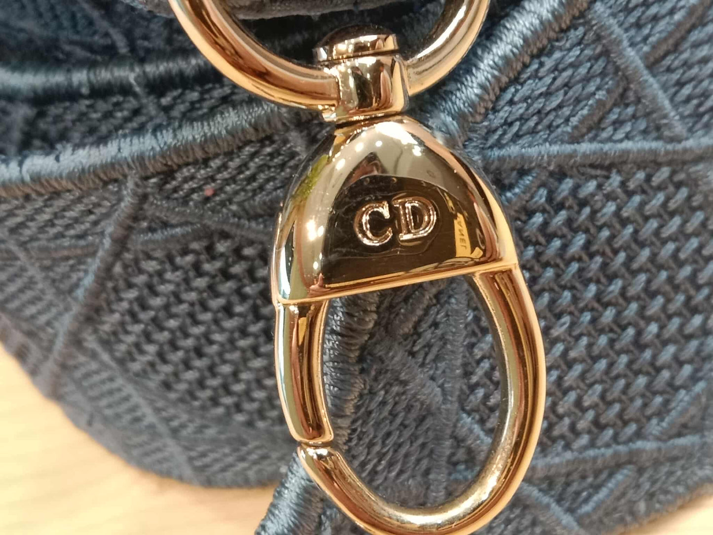 Dior Canvas Embroidered Cannage Medium Lady D-Lite Denim Blue
