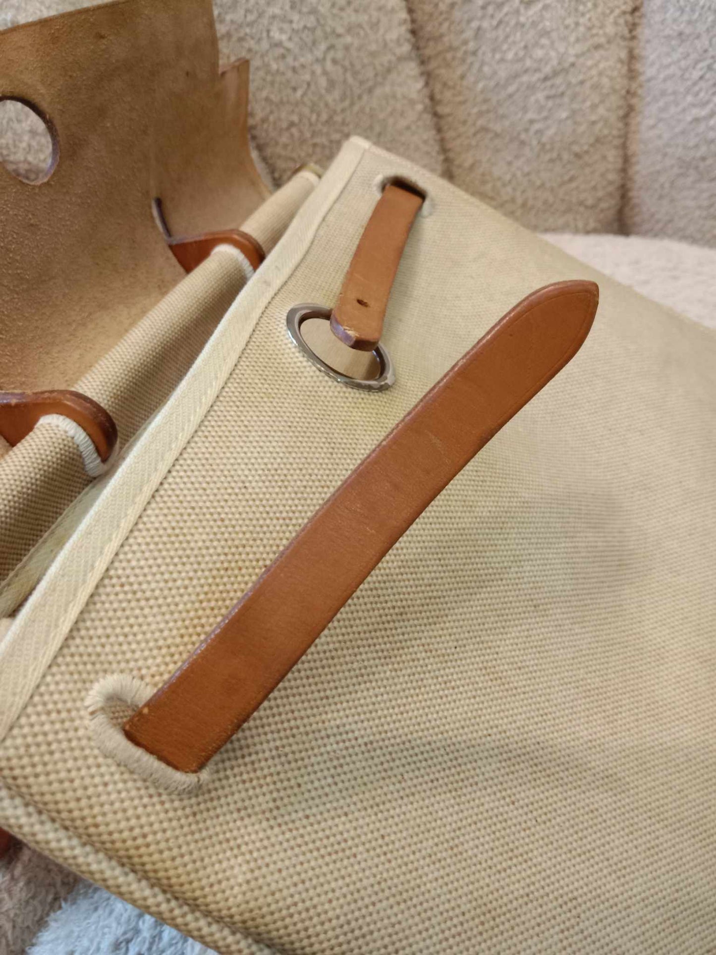 Hermes Herbag Canvas Beige/Brown Stamp B Square 1998
