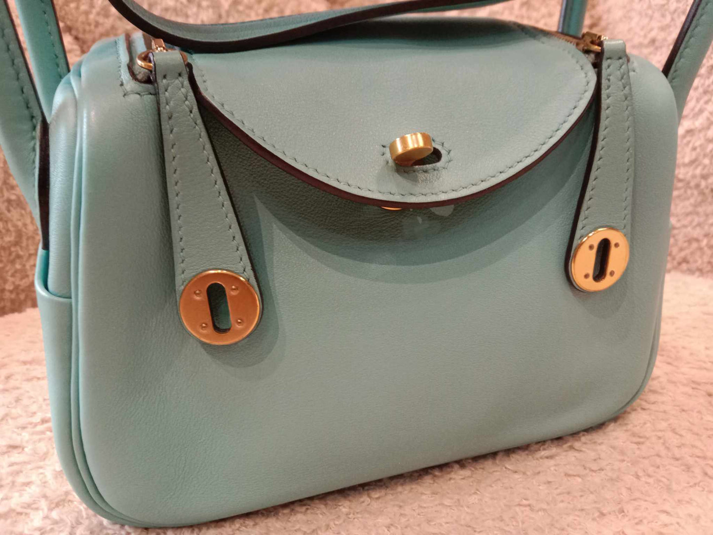Hermes Mini Lindy Tiffany Blue Stamp Y 2020