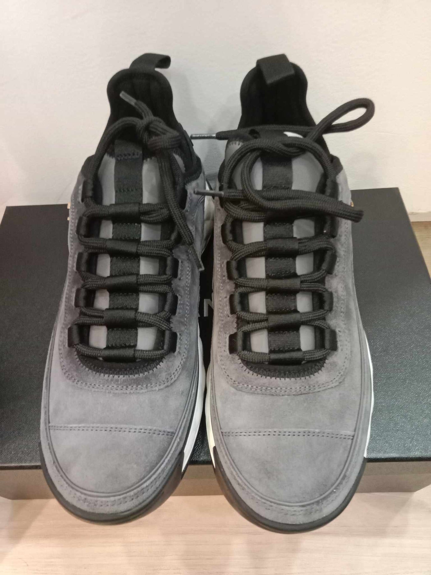Chanel Suede Calfskin Grosgrain CC Sneakers Size 37