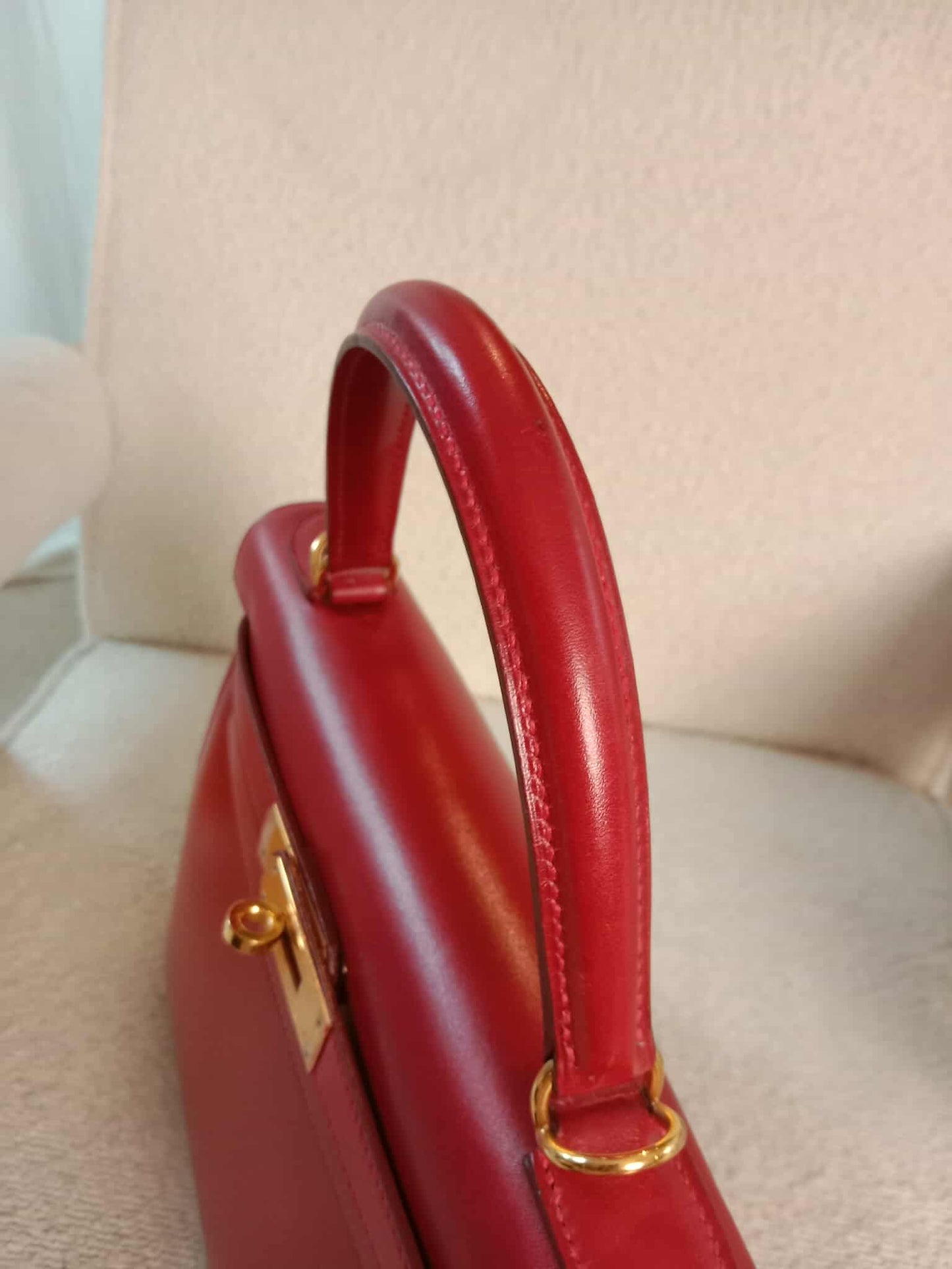 Hermes Kelly 28 Calfbox Leather Rouge VIF Stamp F Square 2002