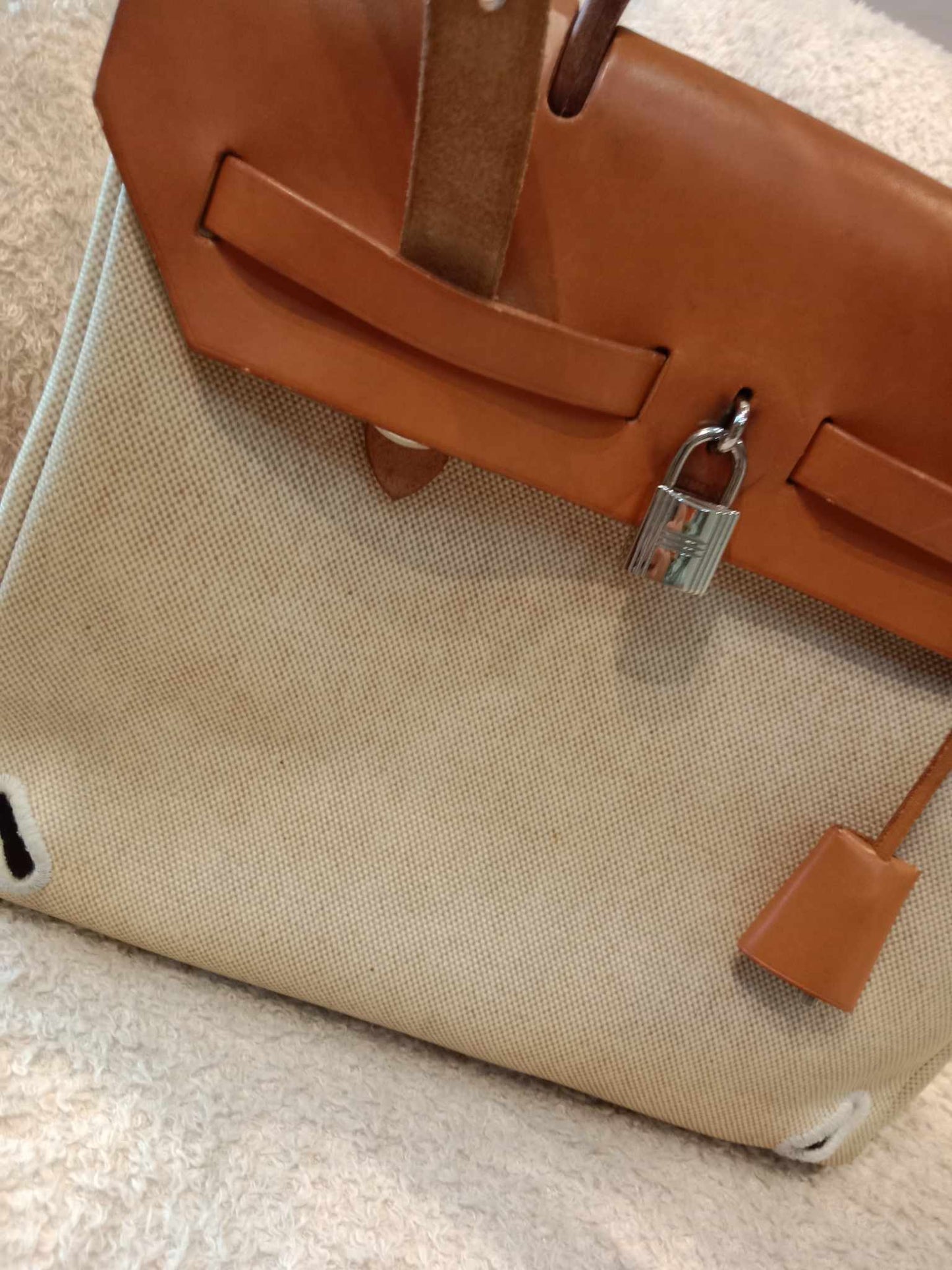 Hermes Herbag Canvas Beige/Brown Stamp B Square 1998