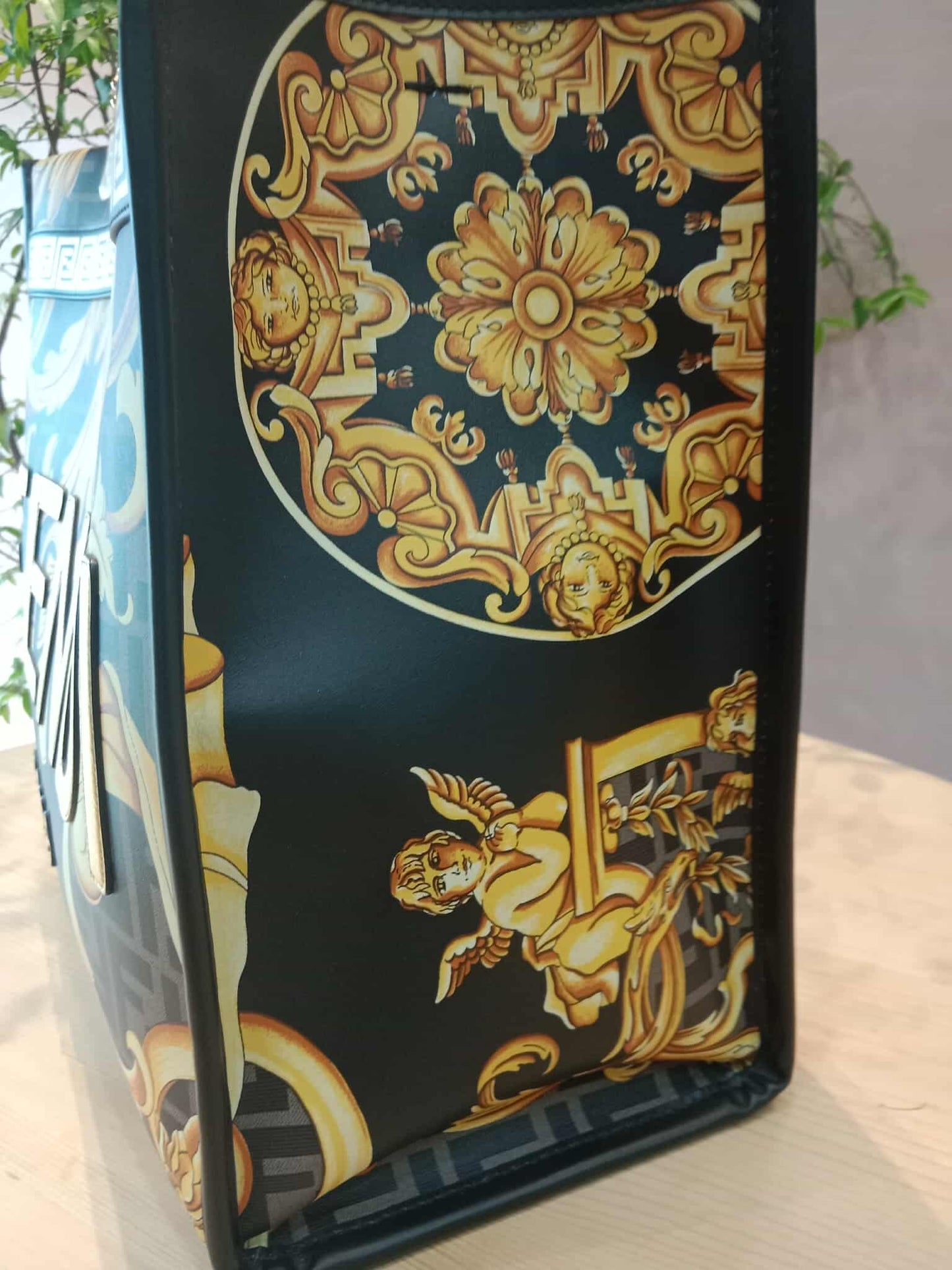 Fendi x Versace Fendace Baroque Print Sunshine Shopper Tote Satchel