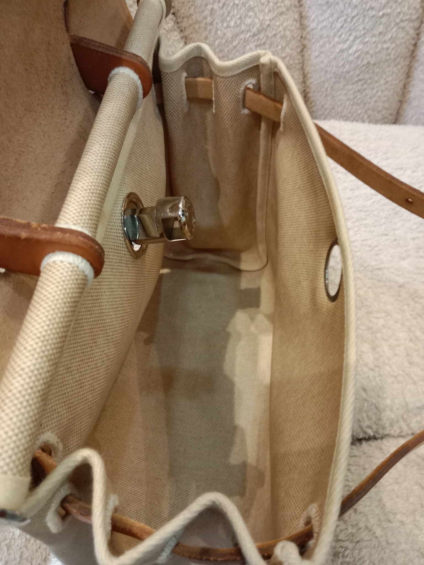 Hermes Herbag Canvas Beige/Brown Stamp B Square 1998