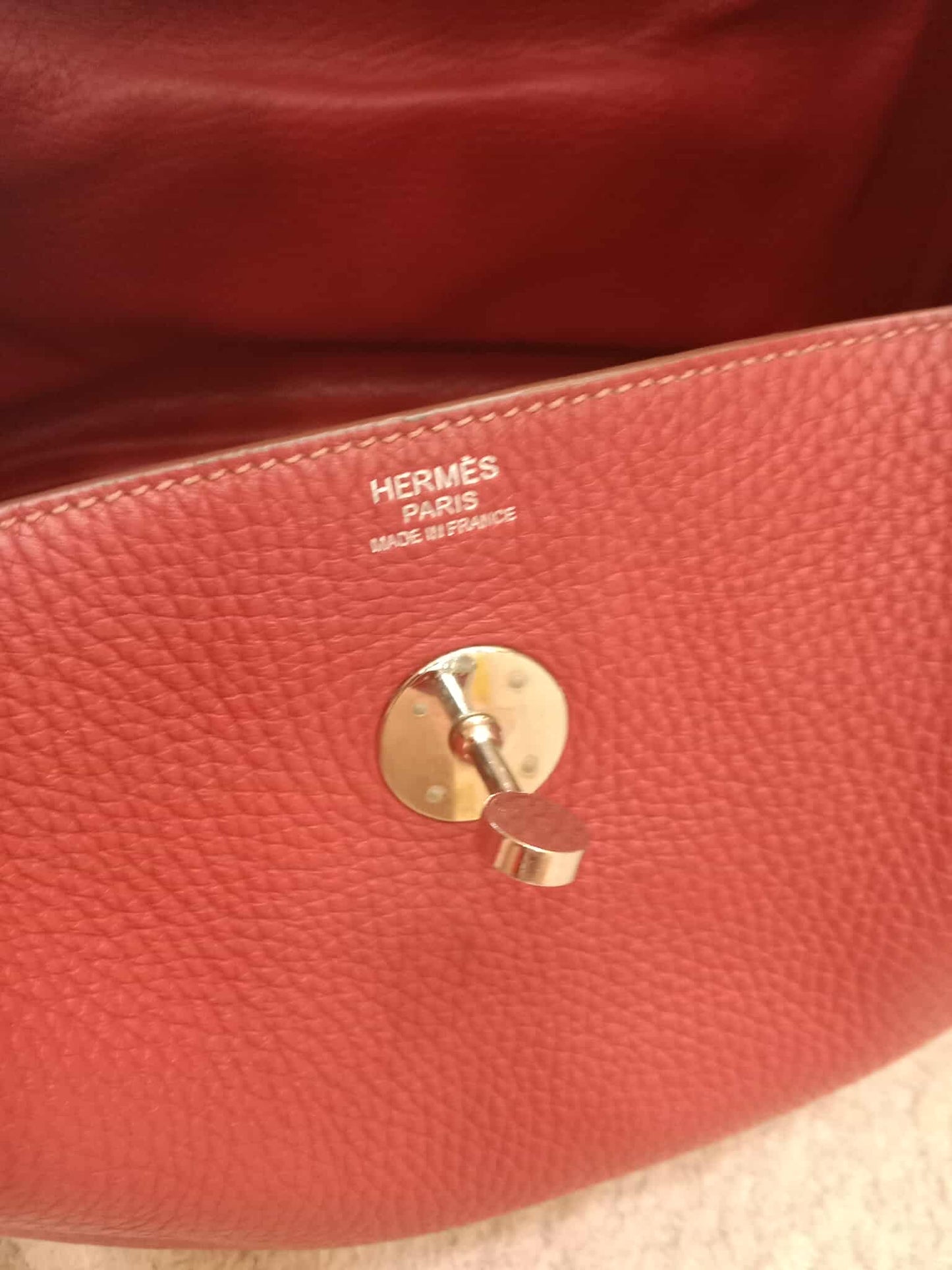 Hermes Lindy 30 Red Clemence Stamp Q Square 2013
