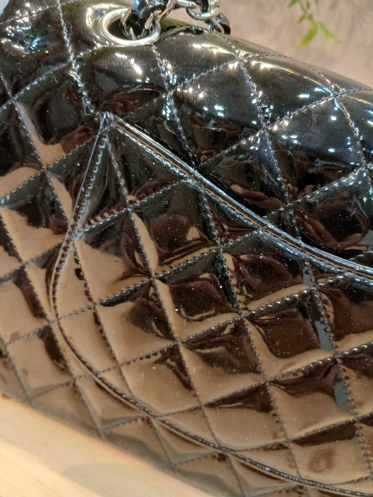 Chanel Classic Quilted Patent Double Flap Bag Black Medium Series 20