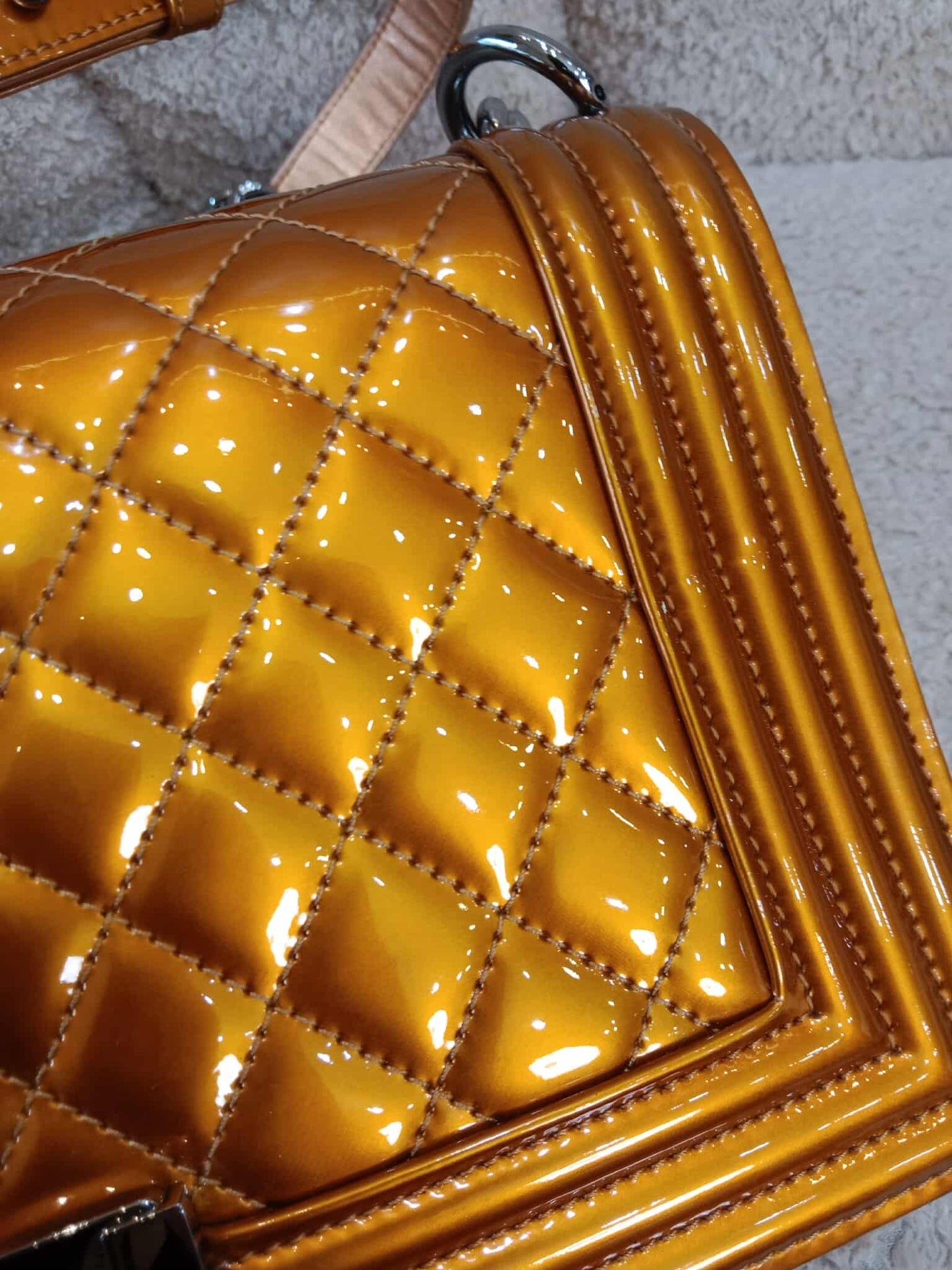 Chanel Quilted Patent Leboy Bronze Series 19
