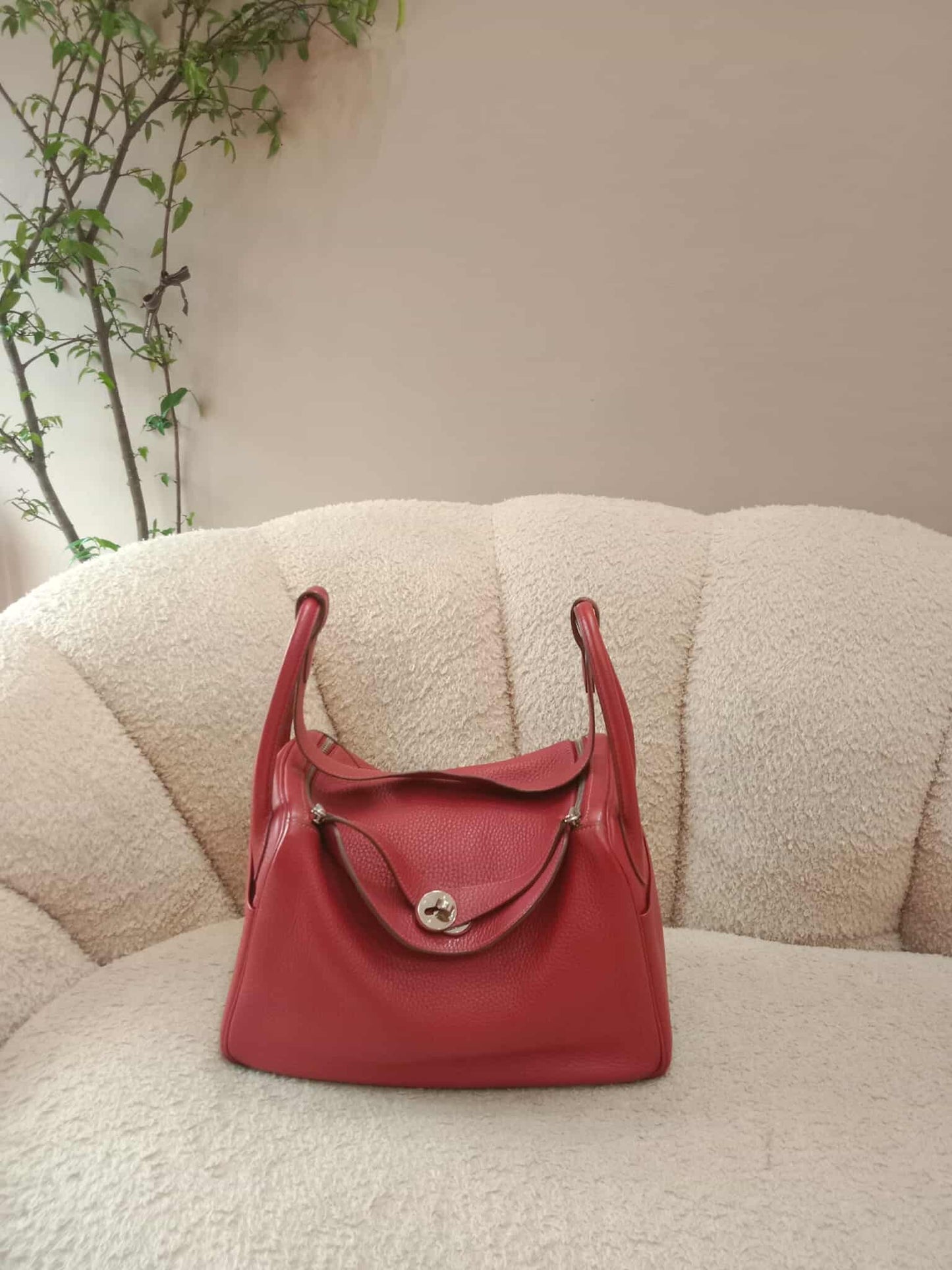 Hermes Lindy 30 Red Clemence Stamp Q Square 2013