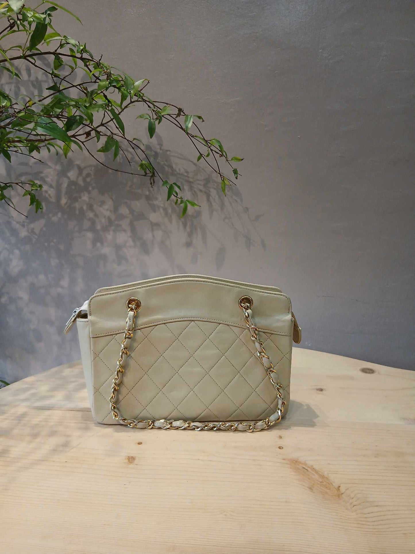 Chanel Vintage Beige Lambskin Bag Series 1