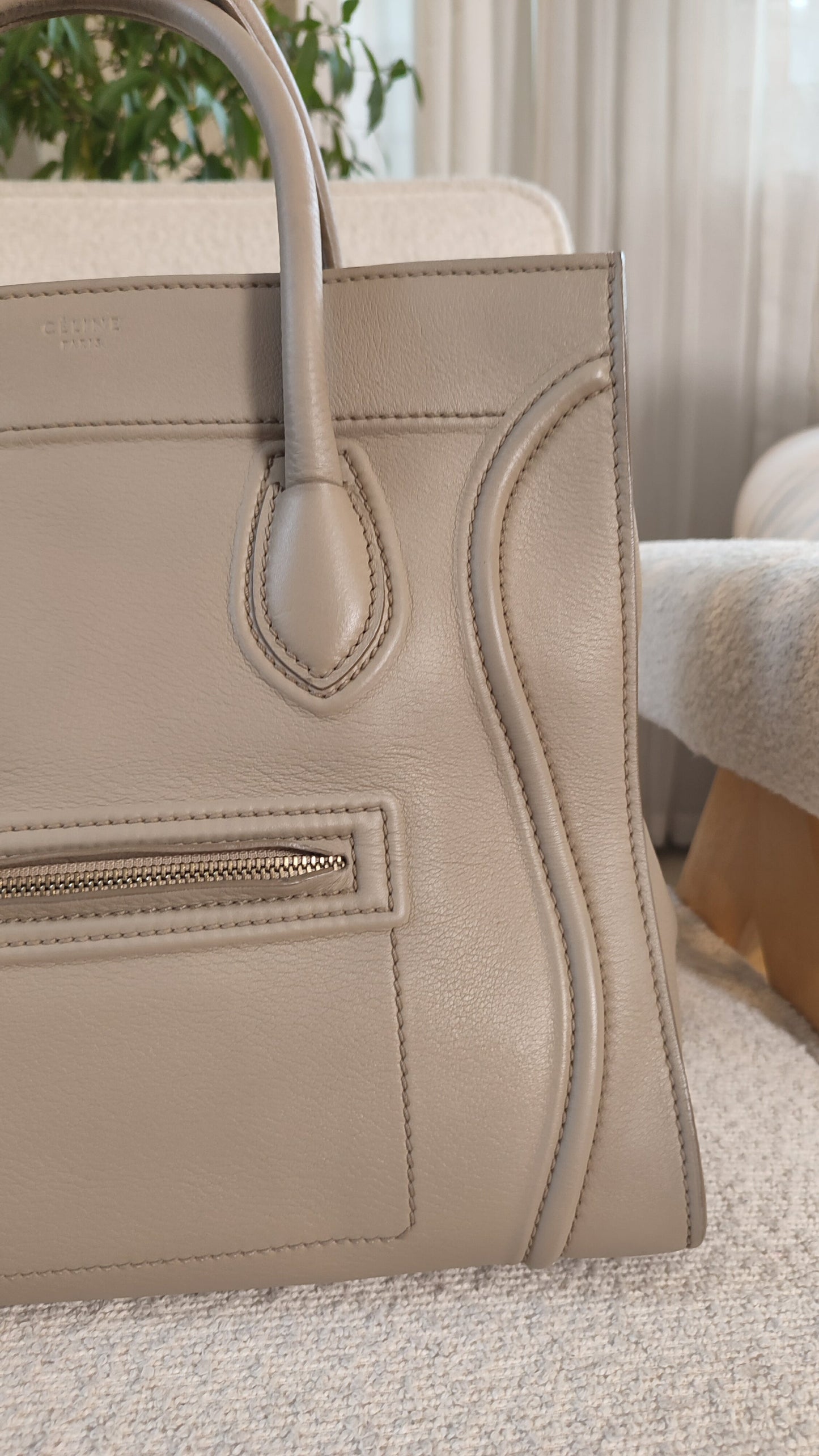 Celine Drummed Phantom Taupe Bag