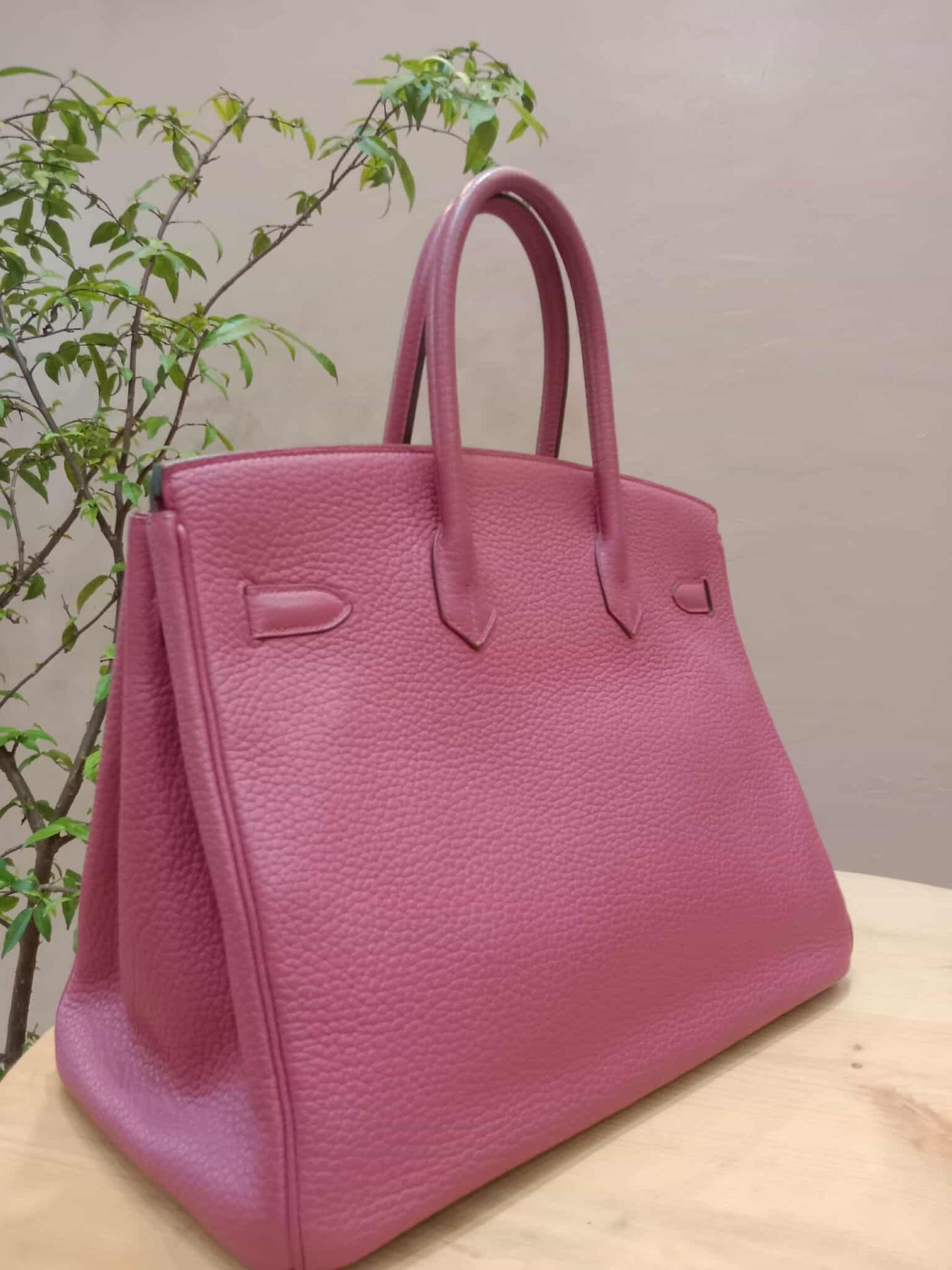 Hermes Birkin 35 Rose Poupre Clemence Stamp T 2015