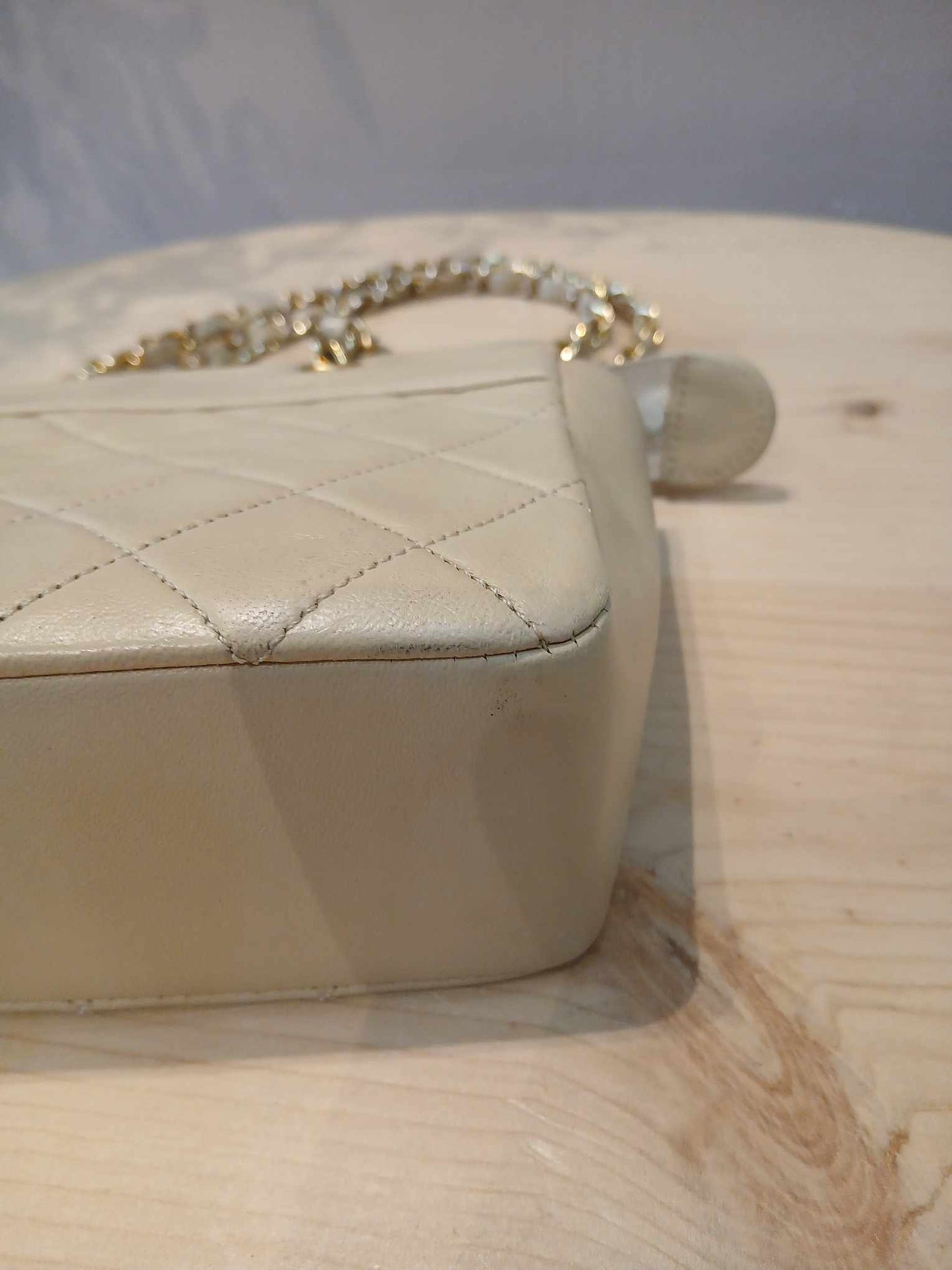 Chanel Vintage Beige Lambskin Bag Series 1