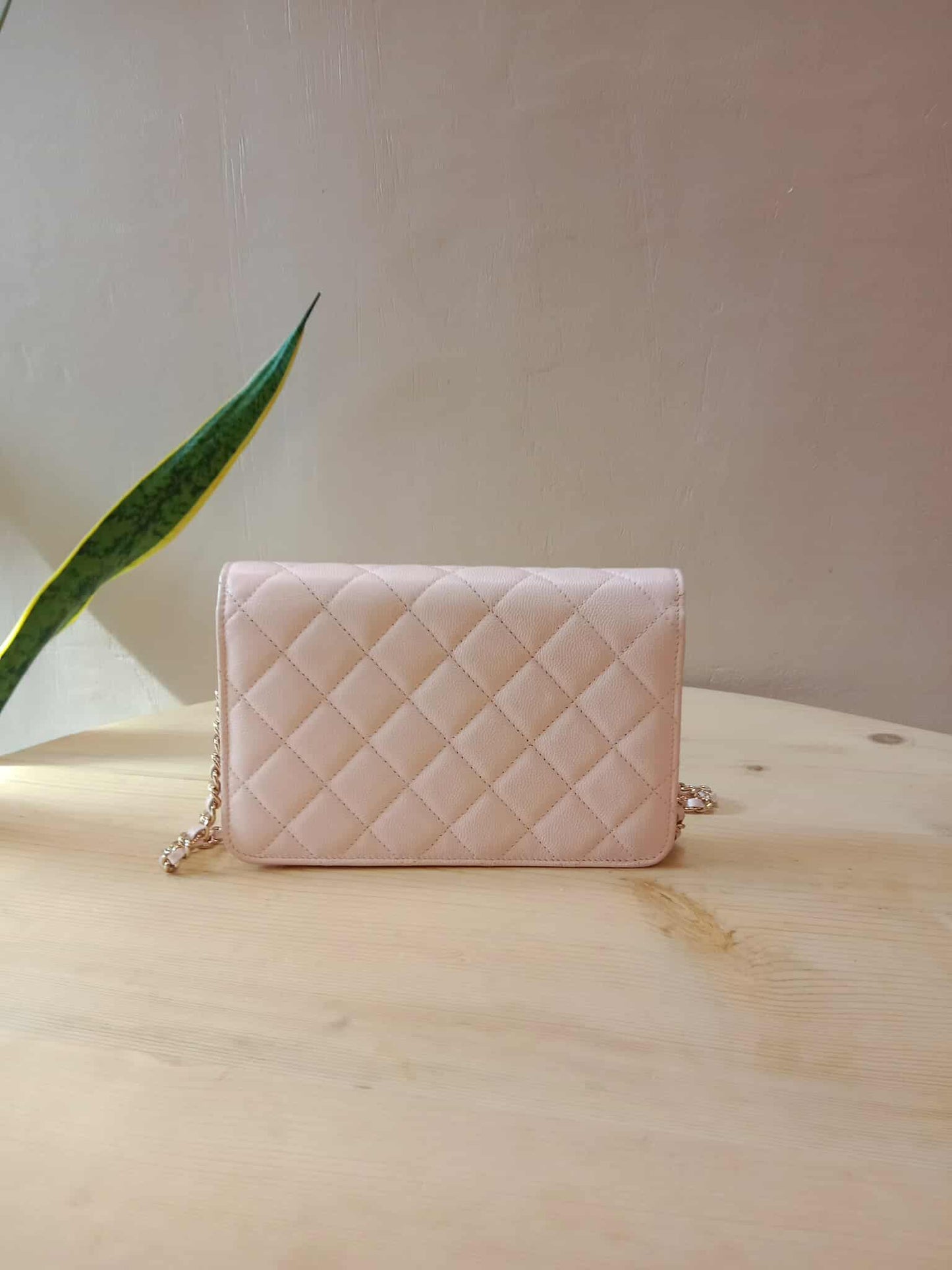 Chanel CC Wallet on Chain Light Pink Microchipped