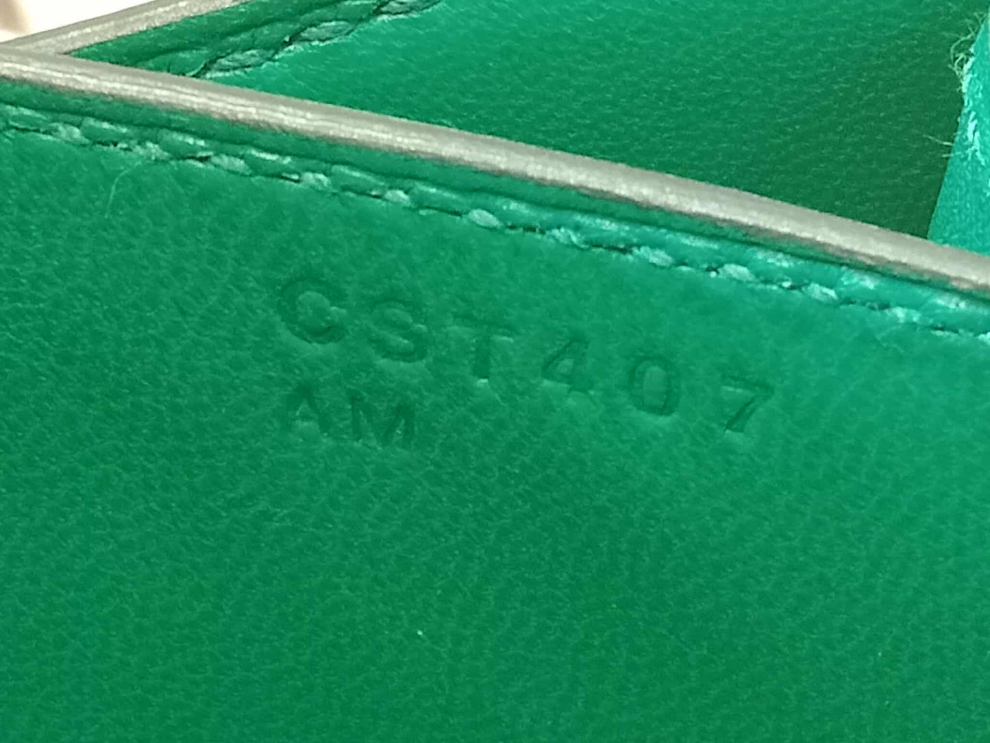 Hermes Constance 18 Green Epsom Stamp C 2018