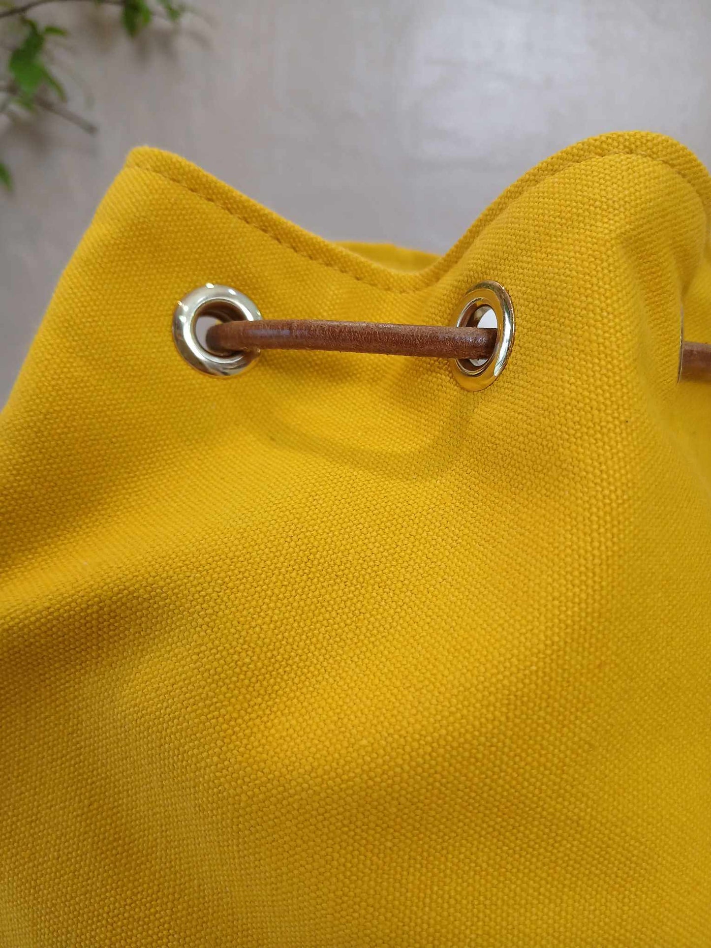 Hermes Yellow Canvas Sac Polochon Mimile Drawstring Backpack