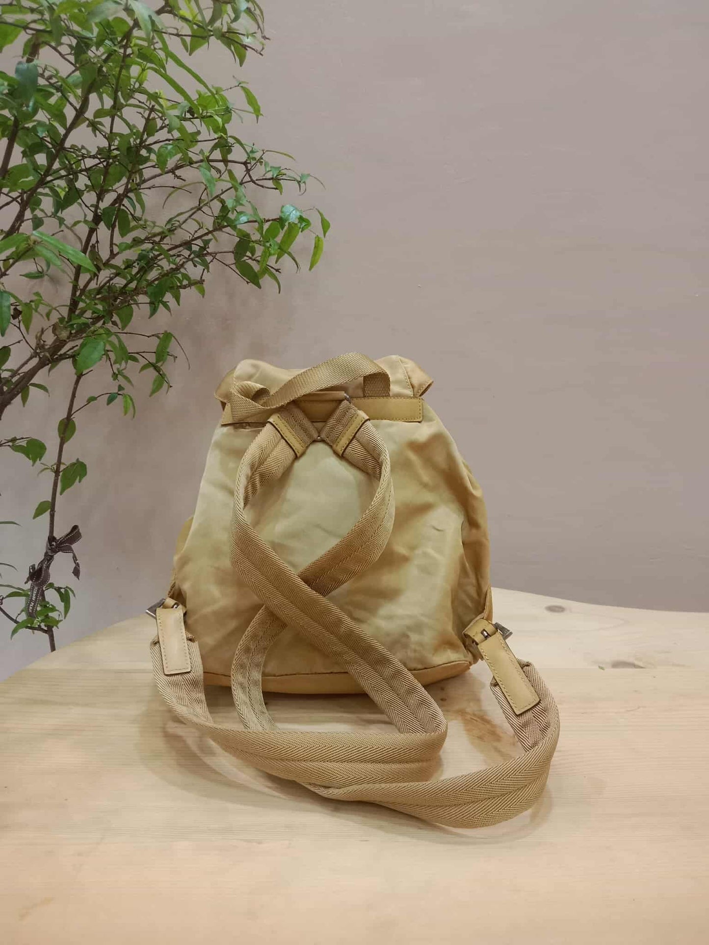 Prada Nylon Backpack Small Beige