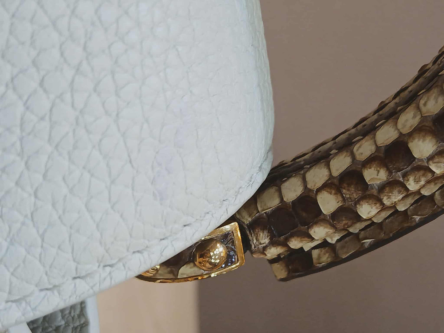 Louis Vuitton Mini Capucine Snakeskin Handle White