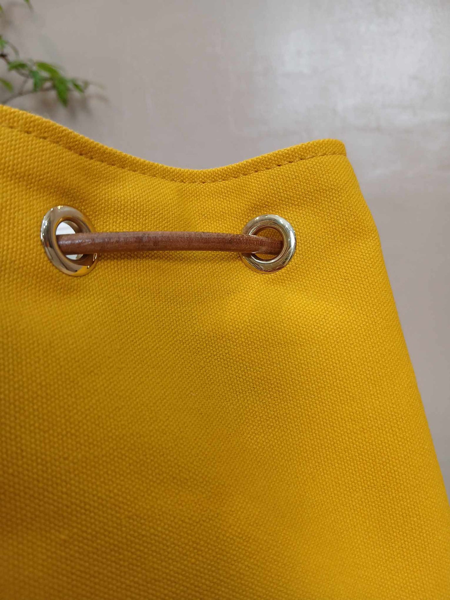 Hermes Yellow Canvas Sac Polochon Mimile Drawstring Backpack