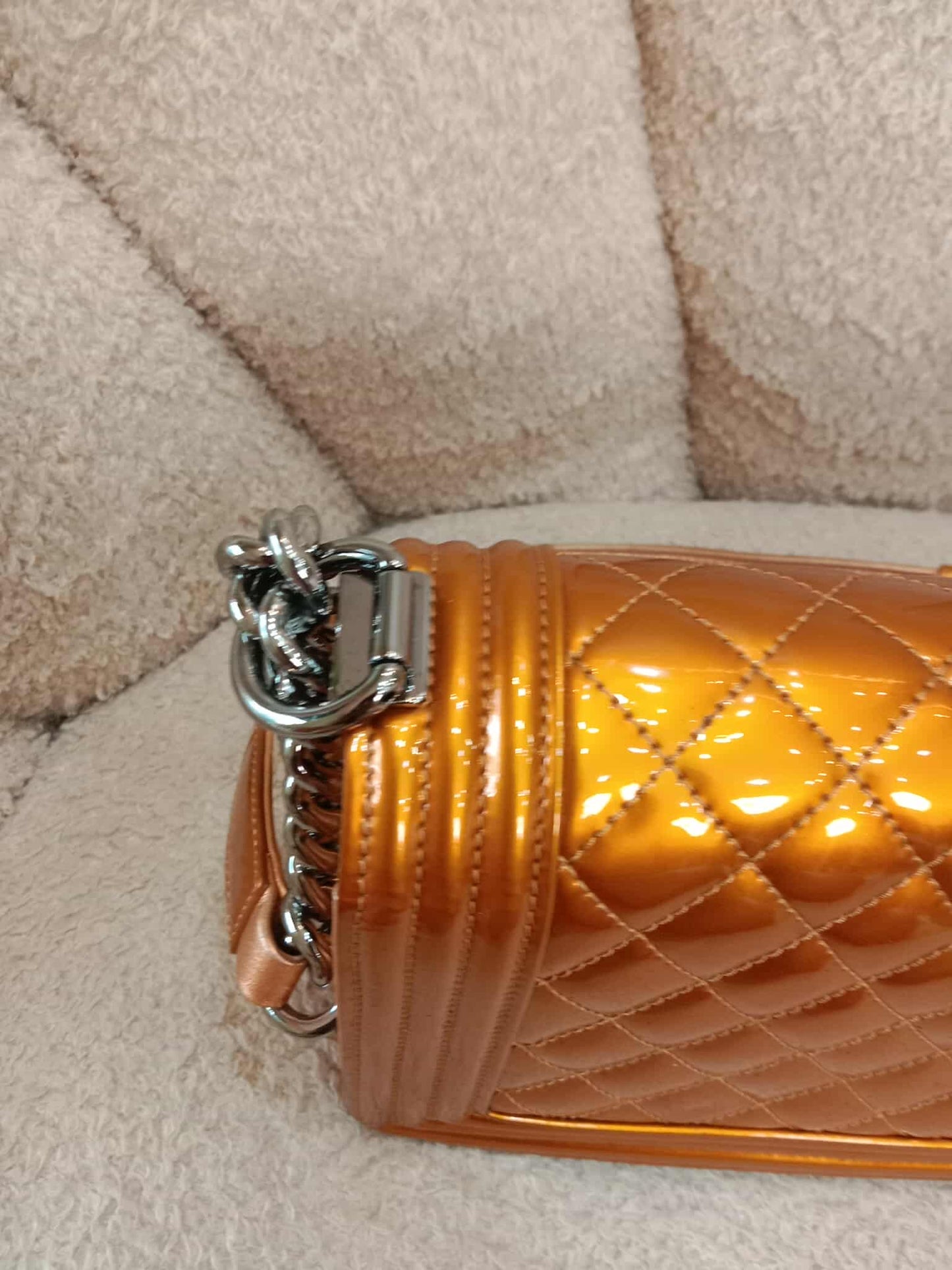 Chanel Quilted Patent Leboy Bronze Series 19