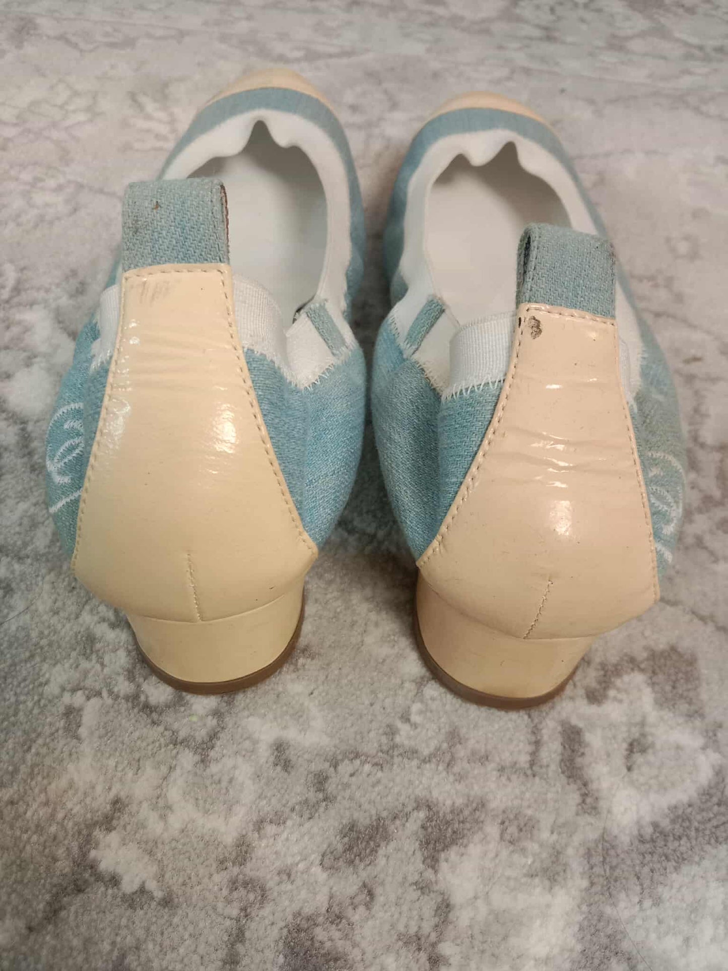 Chanel Coco Mark Ballerina Denim Pumps Size 37C