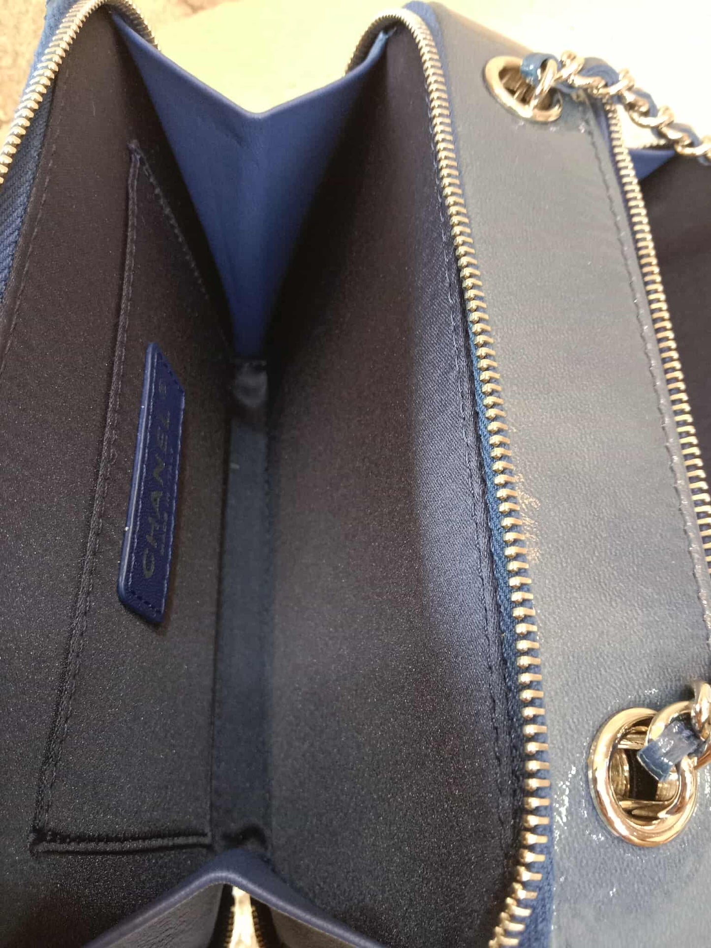 Chanel Blue Quilted Patent Leather Camera Bag Blue Series 20