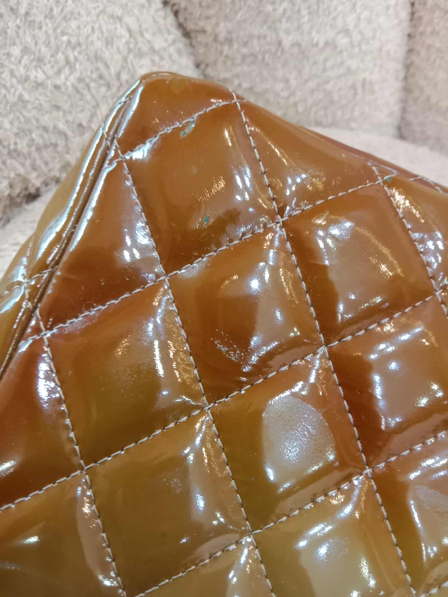 Chanel Quilted Maxi Double Flap Patent Tan Series 15