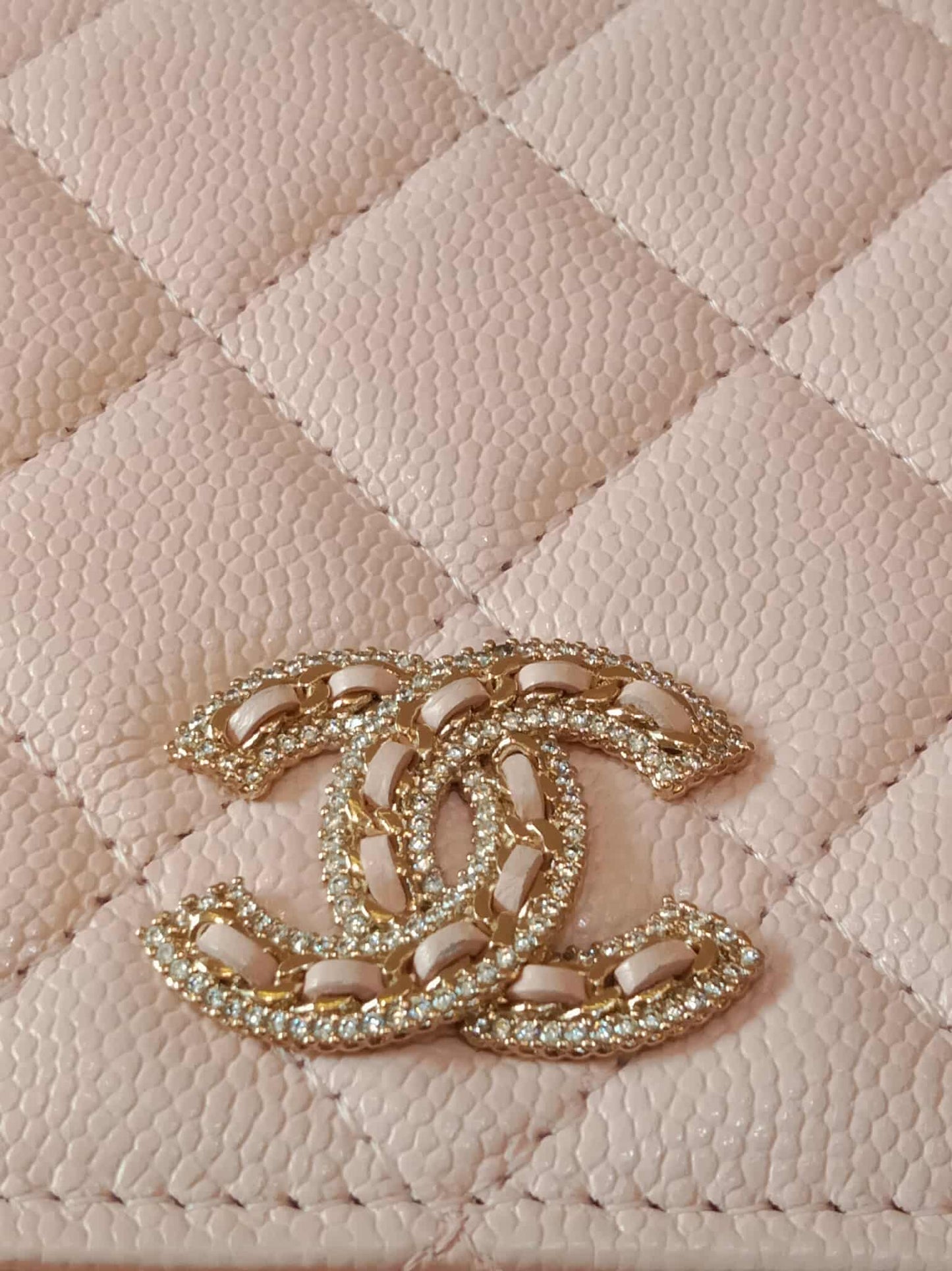 Chanel CC Wallet on Chain Light Pink Microchipped