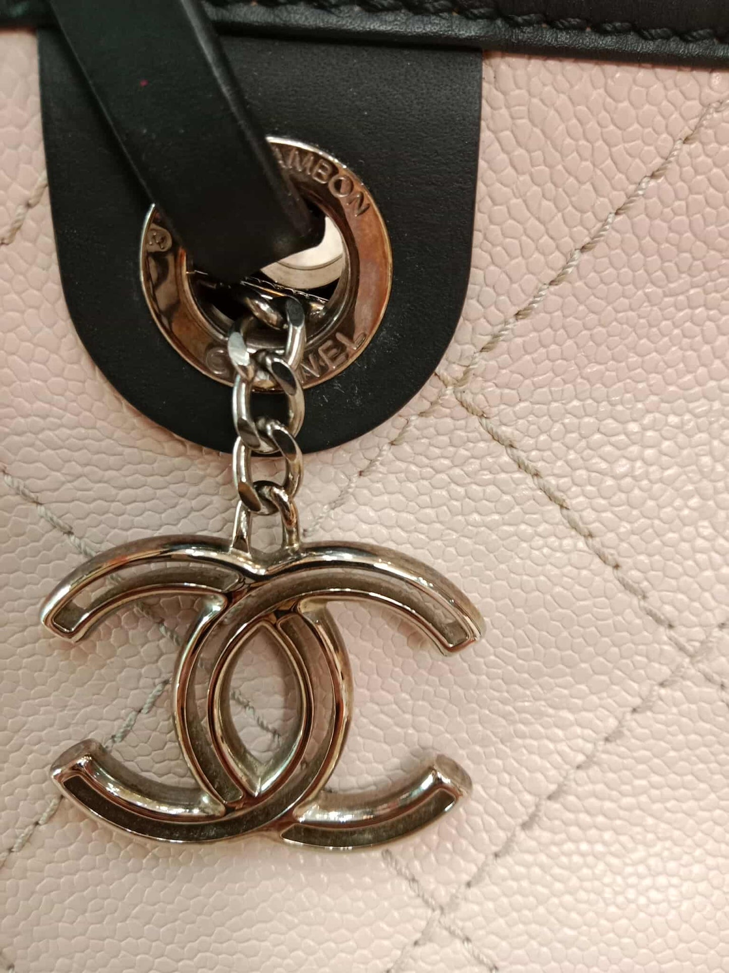 Chanel Shopping Fever Tote Bicolor Pink/Black Caviar Series 19