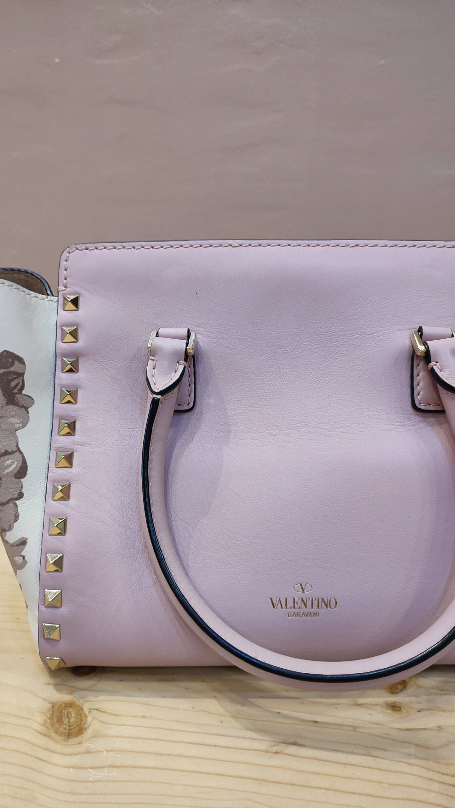Valentino Rockstud Floral Pink Tote Bag