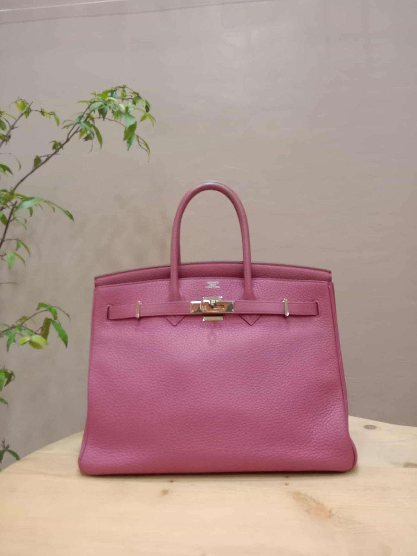 Hermes Birkin 35 Rose Poupre Clemence Stamp T 2015