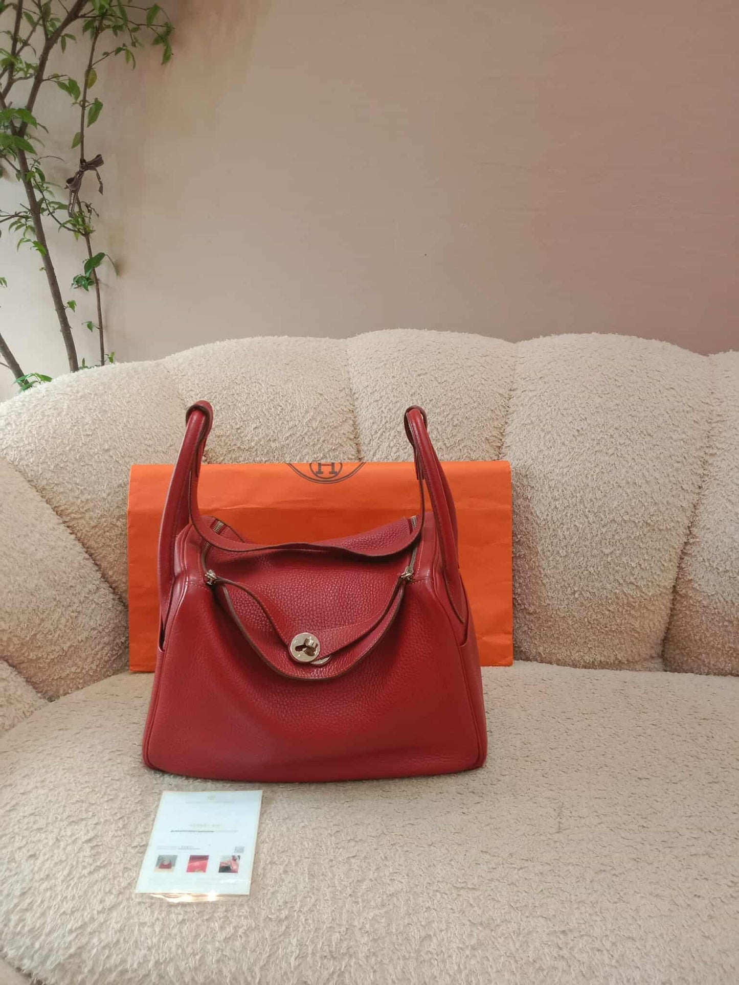 Hermes Lindy 30 Red Clemence Stamp Q Square 2013