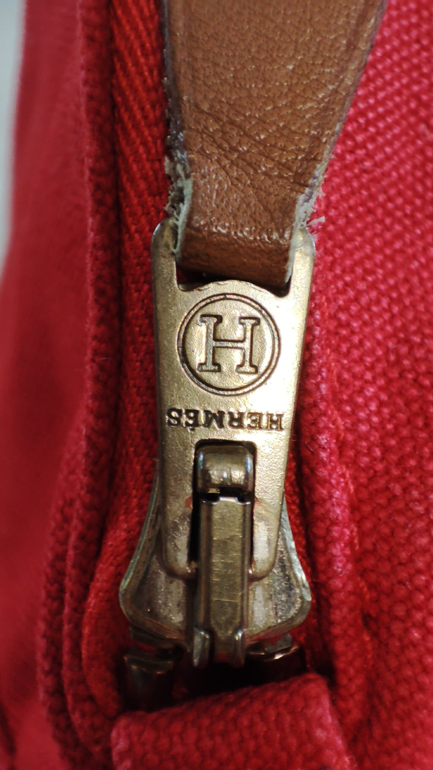 Hermes Bolide Canvas Red Pouch