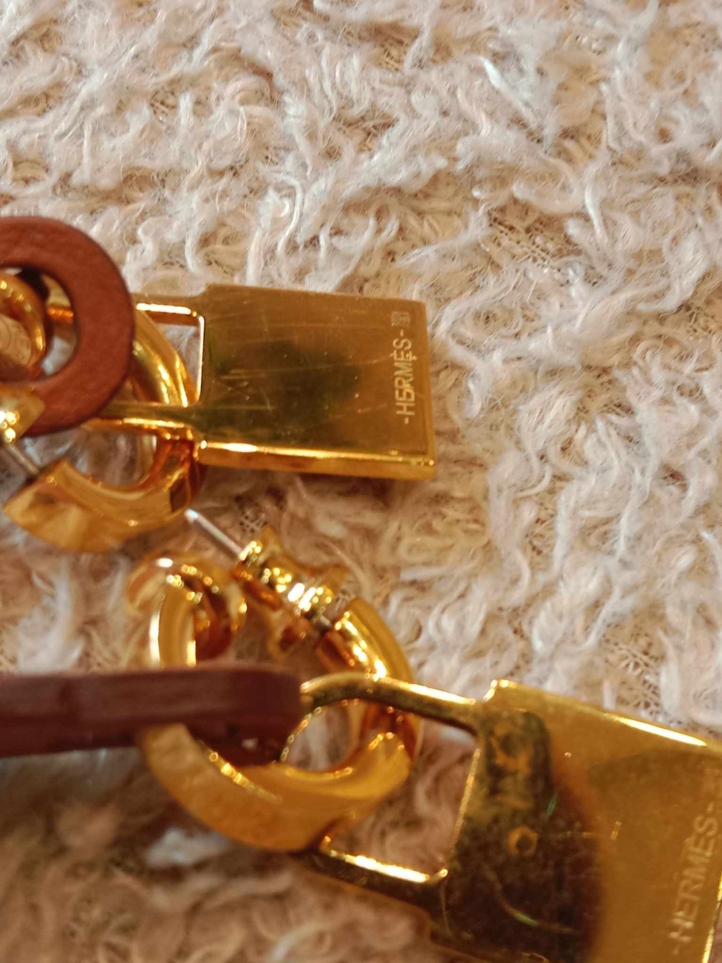 Hermes O'Kelly Gold on Gold Earrings Stamp Z 2021