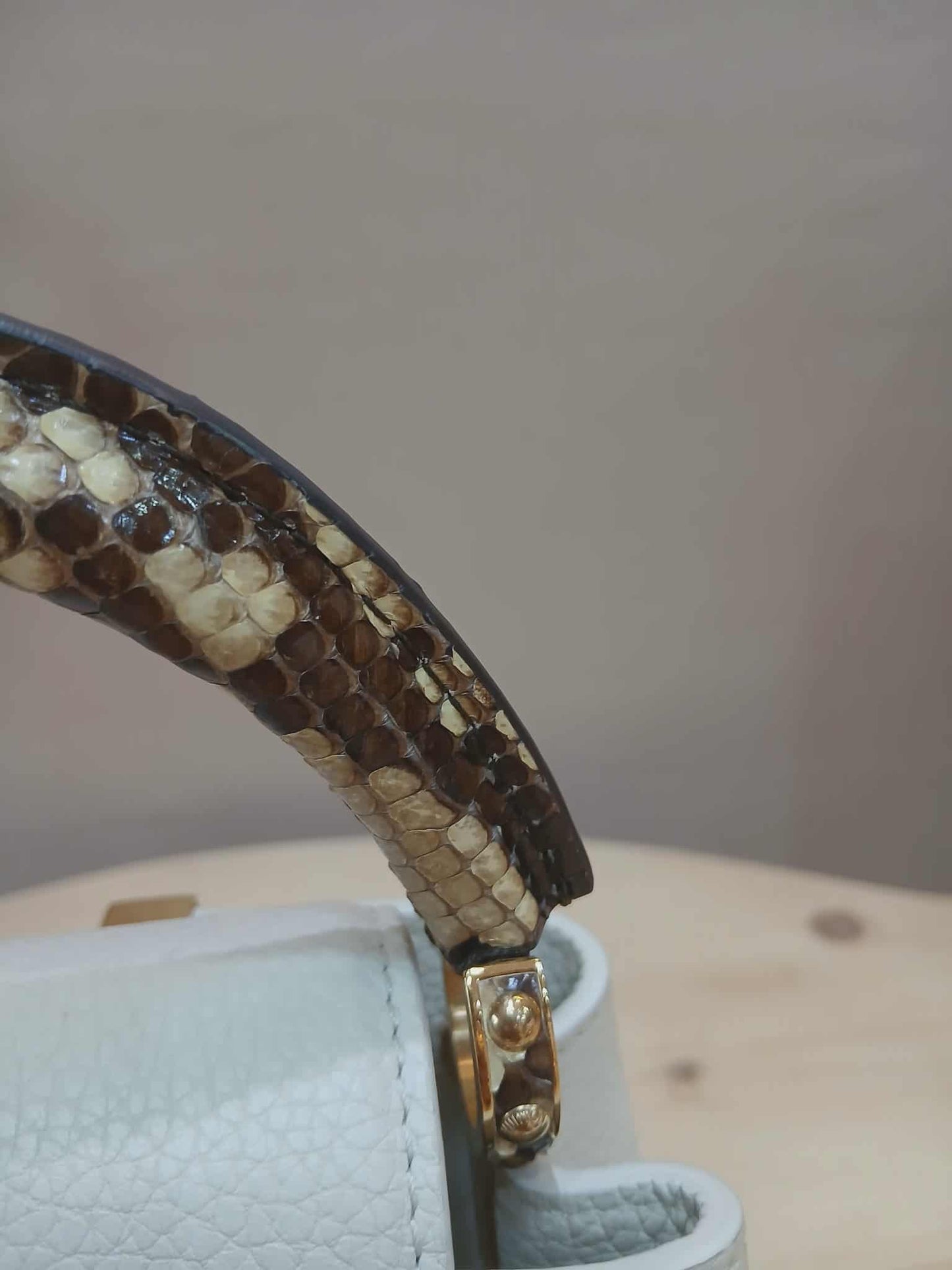 Louis Vuitton Mini Capucine Snakeskin Handle White
